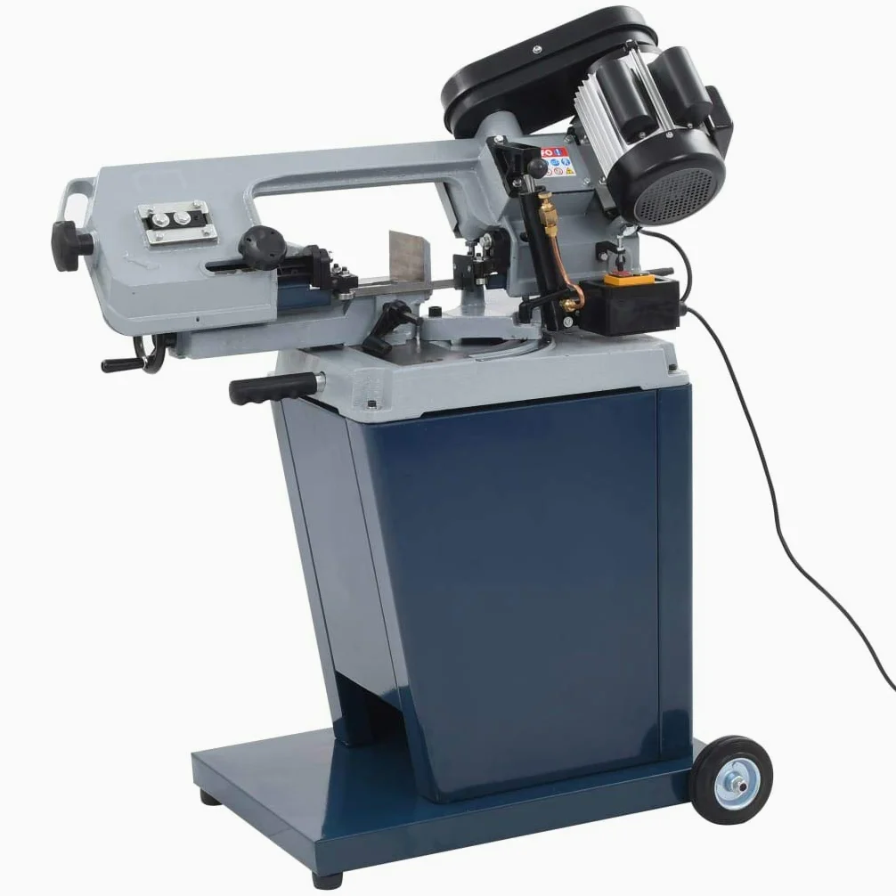 vidaXL Sega a nastro in metallo con base solida 230 V Segatrice verticale per metallo Macchina da taglio per metalli Varie velocità e angolo portatile con ruote