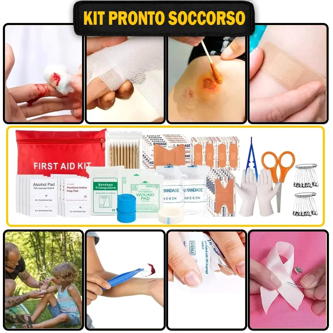 Kit di Sopravvivenza Avanzato – Kit di Emergenza con 20 Strumenti Multifunzione e Più di 60 Articoli di Primo Soccorso – Estremamente Completo – Pratico - Leggero