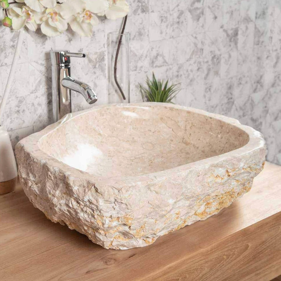 Grande lavabo in marmo Crema 45 – 55 cm