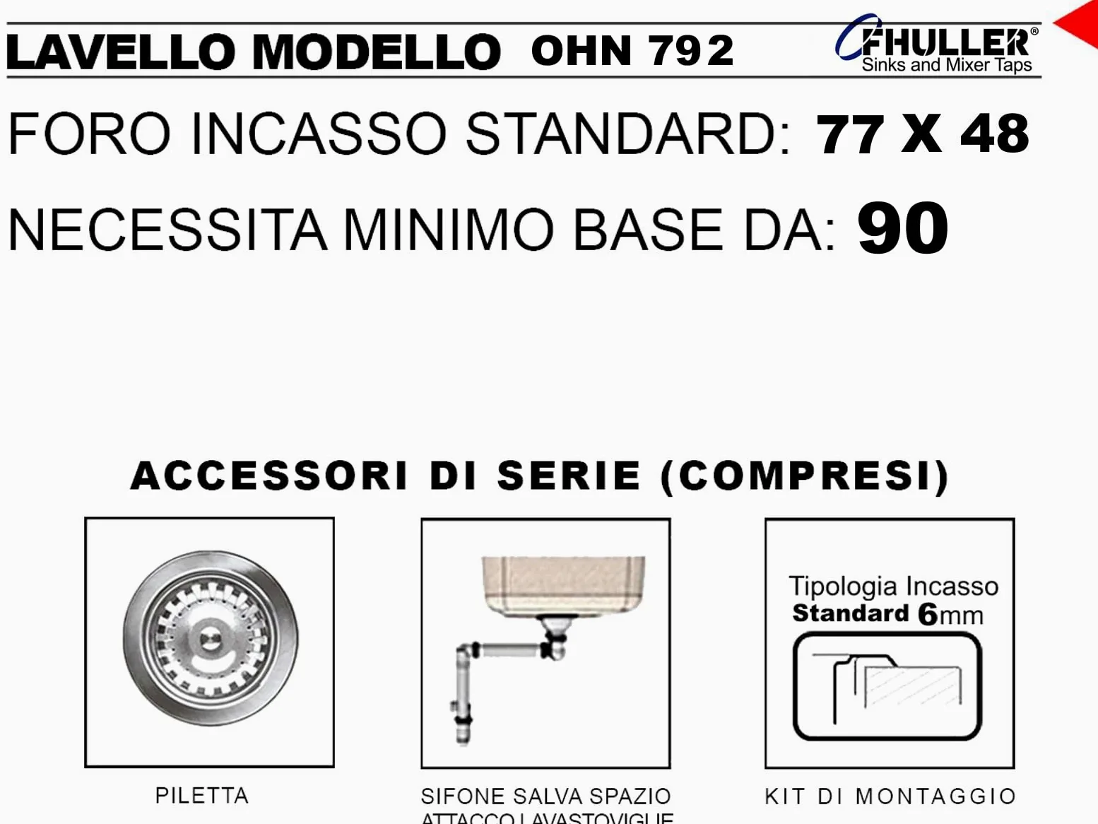 Lavello Cucina 2 vasche Inox 79 x 50 cm - 011552.X1.01.2016