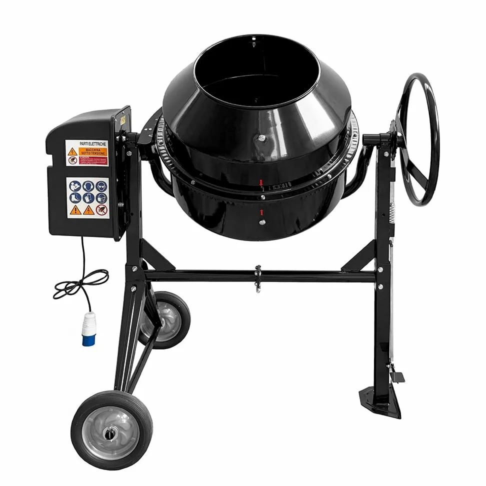 SOGI Betoniera elettrica a bicchiere BEM-200 - capacità 200 L - motore 900 W - per calcestruzzo, malta e intonaco - nera