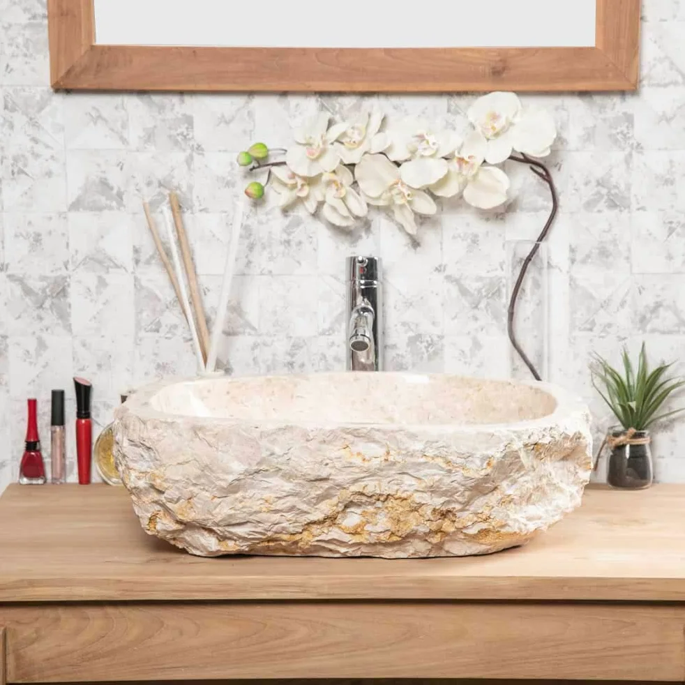 Grande lavabo in marmo Crema 45 – 55 cm