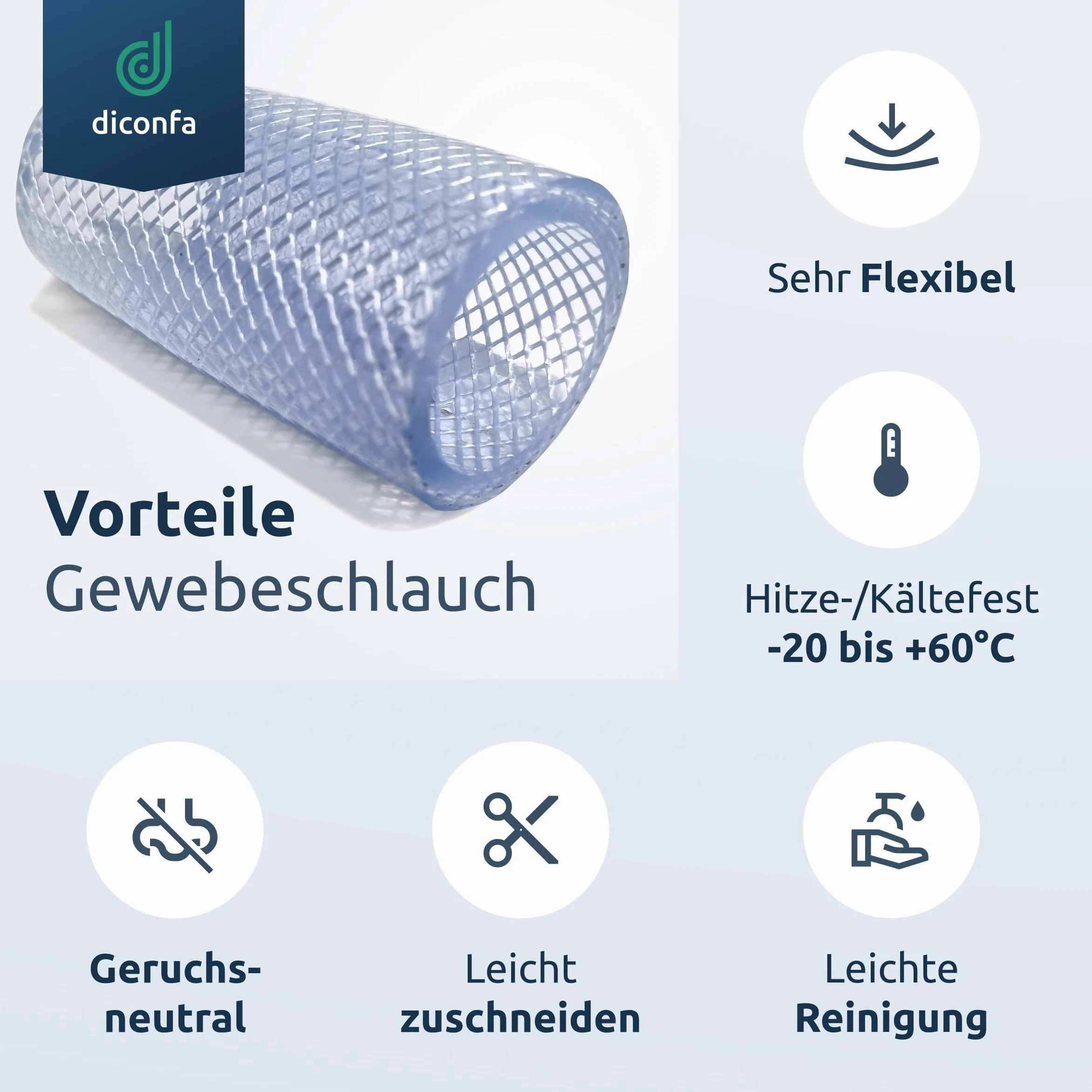 diconfa Tubo flessibile in PVC diametro da 10 a 60 mm - da 0,1m a 25 m lungo - 30/38 mm, 3500 mm (3,5 m) di lunghezza - Qualità alimentare - per aria compressa - per acqua potabile FDA KTW