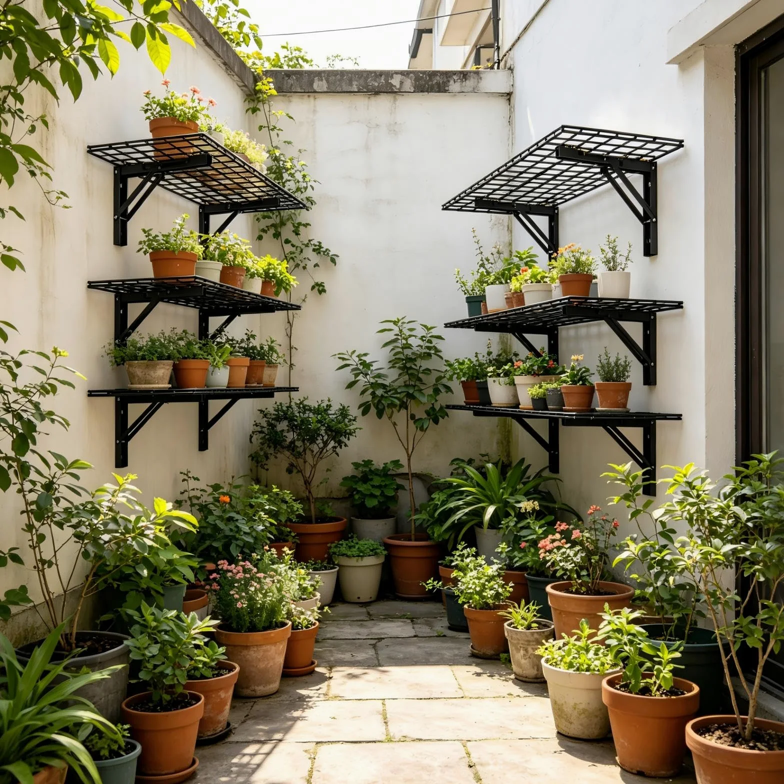 AIRAJ Scaffale da garage pieghevole 182 x 60 cm (2 x 6 FT), 2 pezzi, scaffalature da parete in metallo, portata 726 kg, per garage, officina, giardino, magazzino, colore nero