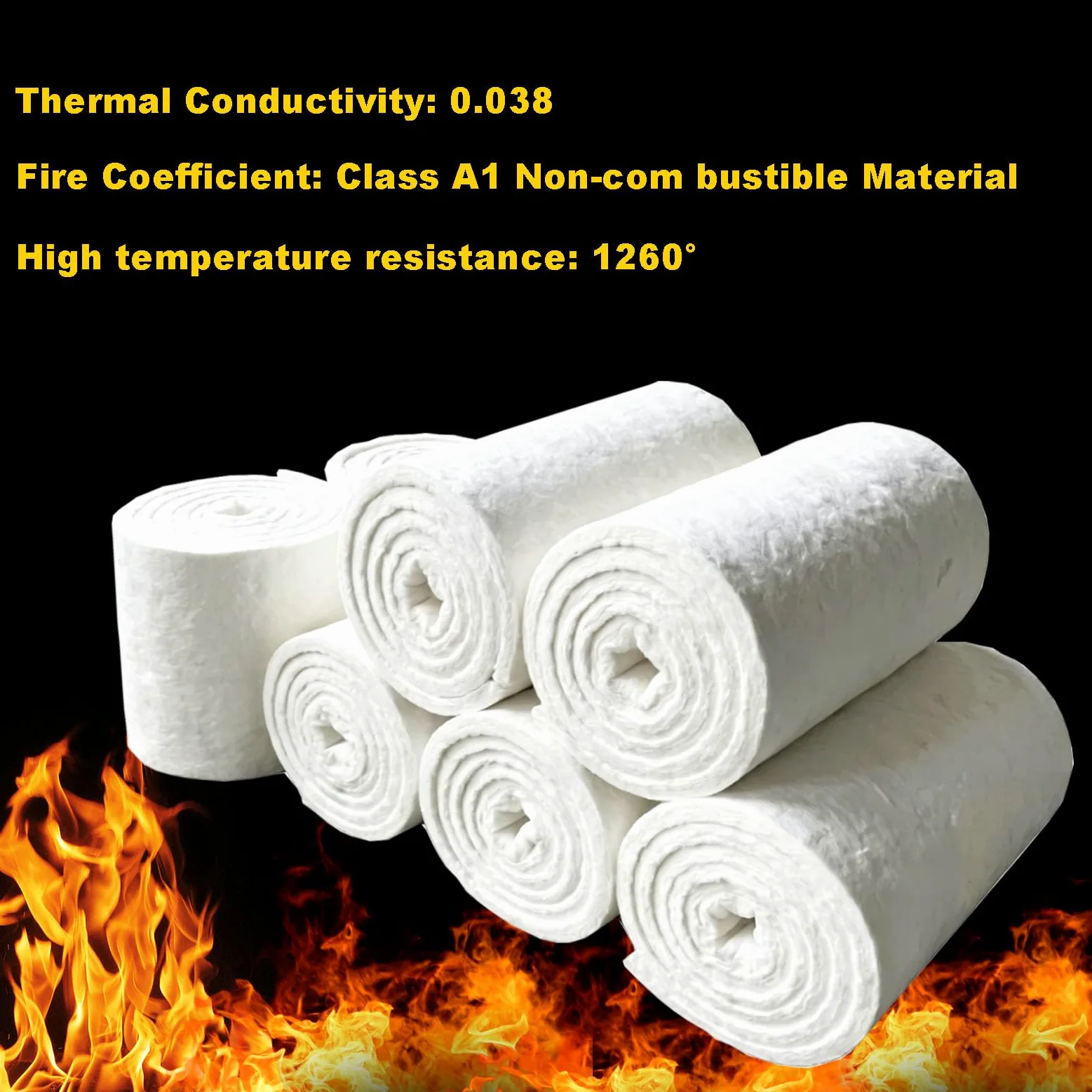 Coperta in Fibra Ceramica Isolante - Isolamento Termico e Ignifugo Senza Manutenzione per Forni e Stufe a Legna - Lana di Roccia ad Alta T(Size:5m * 0.61m * 30mm(196.85 * 24.02 * 1.18 inches))