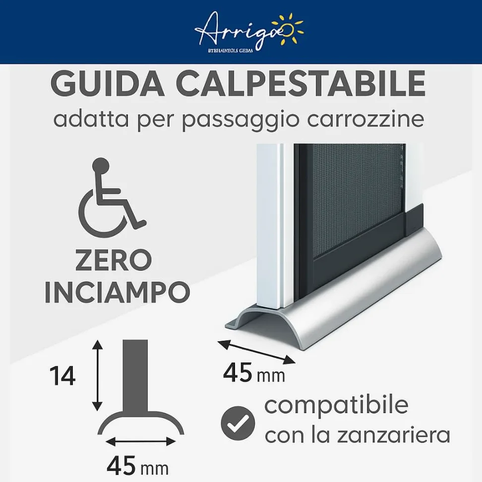 Zanzariera Laterale su Misura con Richiamo a Molla e Chiusura Magnetica | Guida Calpestabile | Rete in fibra di vetro | Struttura in Alluminio Vari Colori