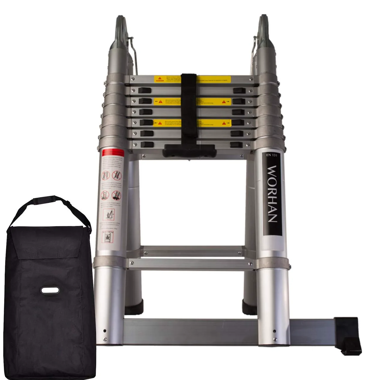 Scala Con Anelli in Alluminio 5.0m Alu Doppia Telescopica Estensibile di Transporto Multiposizione Pieghevole Multifunzione Multiuso in Alluminio AK5+bag