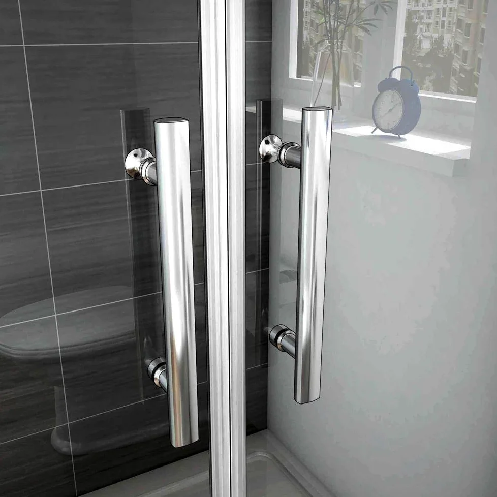 Box Doccia Per Nicchia 90x185cm Doppie Porte Battenti Saloon in Vetro 6mm Temperato Trasparente Anticalcare Profilo Cromato Lucido