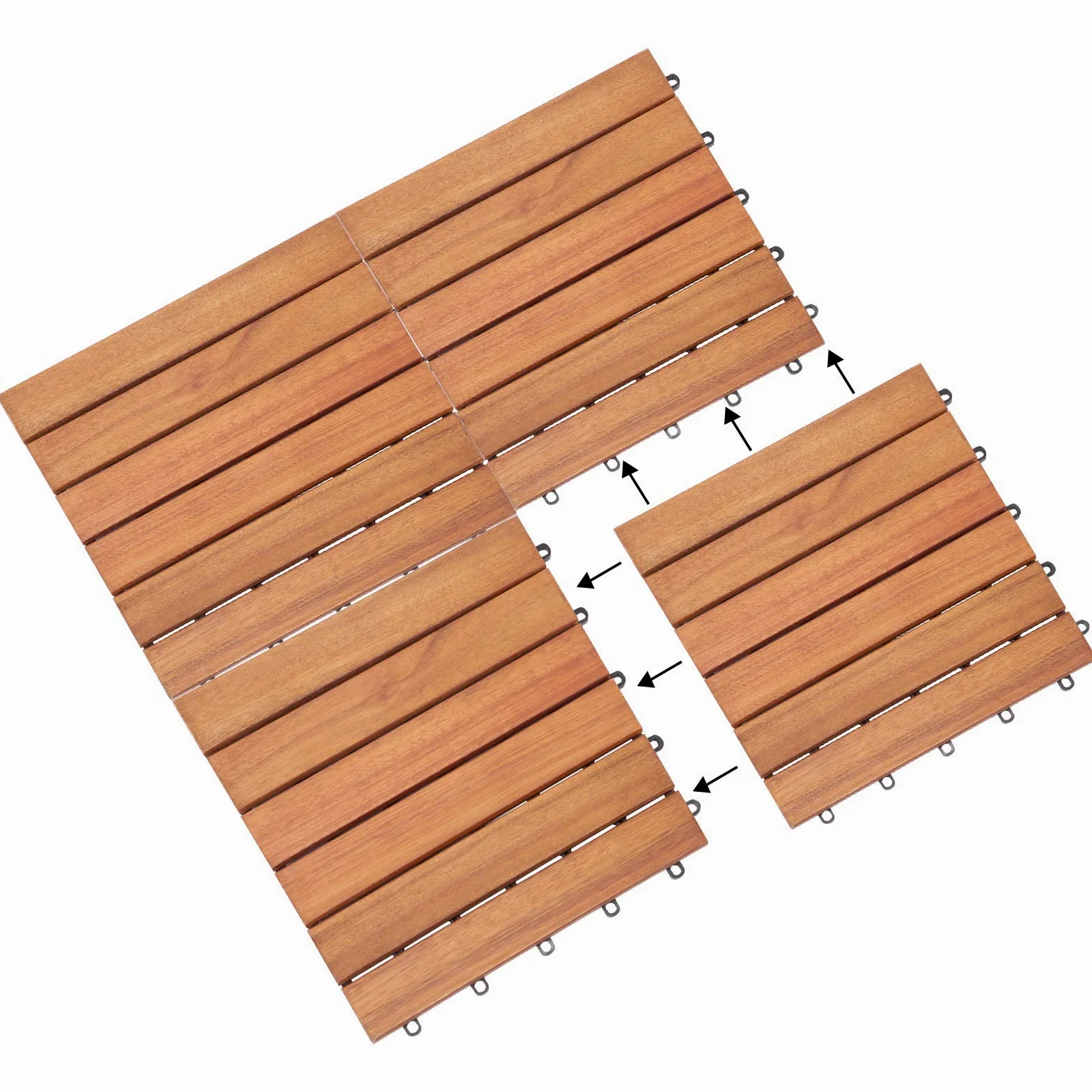 Casaria Piastrelle Legno Eucalipto 44pz Certificato FSC® Mattonelle 4m² ad Incastro 30x30cm Esterno