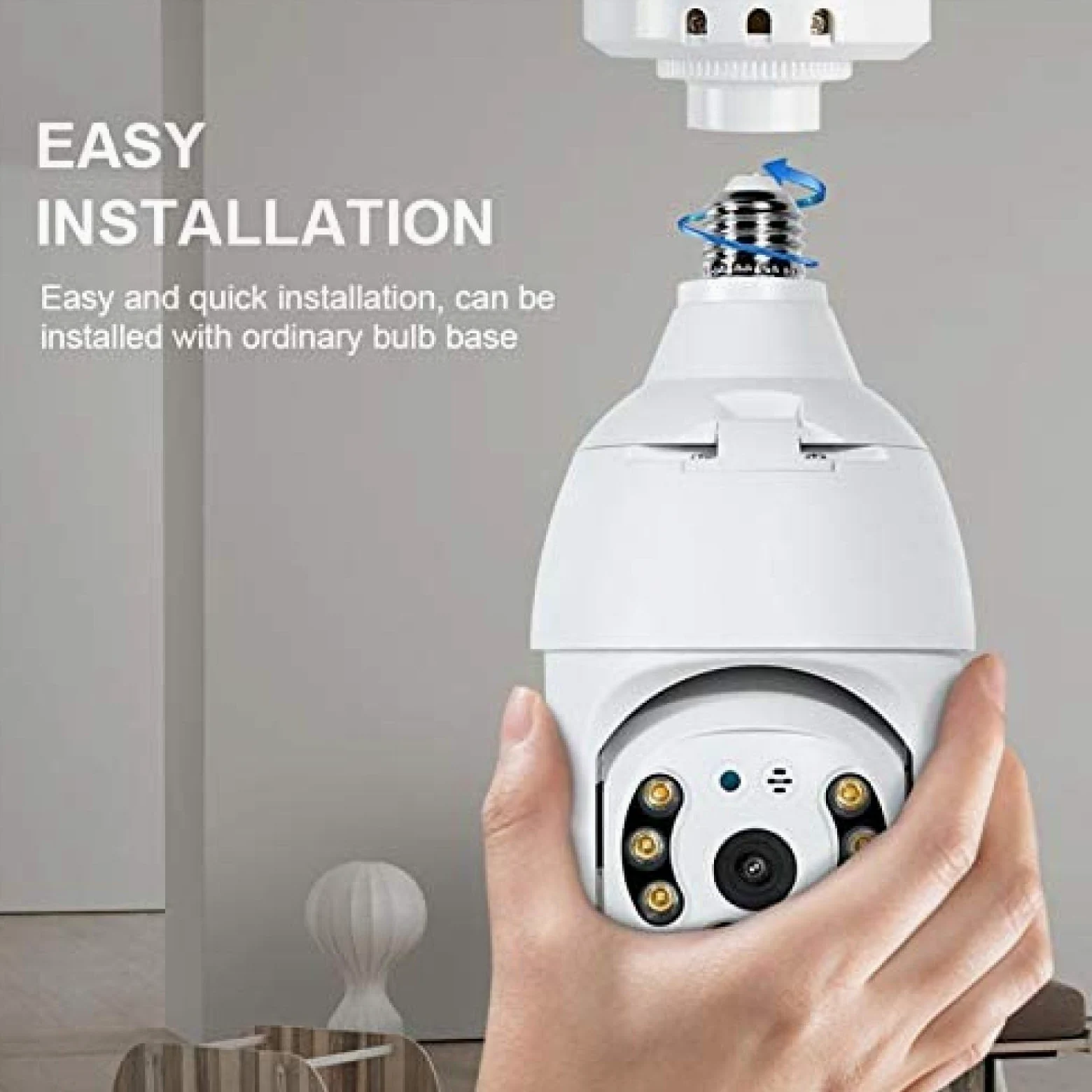 Telecamera con lampadina WiFi E27, lampada per telecamera di sicurezza PTZ Tuya Smart Life da 3 MP con visione notturna a piena luce, conversazione bidirezionale, monitoraggio automatico, vi