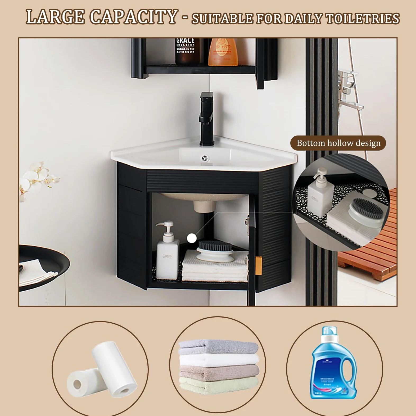 lavabo angolare bagno Bianco,lavabo bagno con mobile sospeso,lavabo in ceramica 38×38cm, lavandino bagno sospeso con mobile, montaggio a parete, Per Bagno, Toilette, Appartamenti