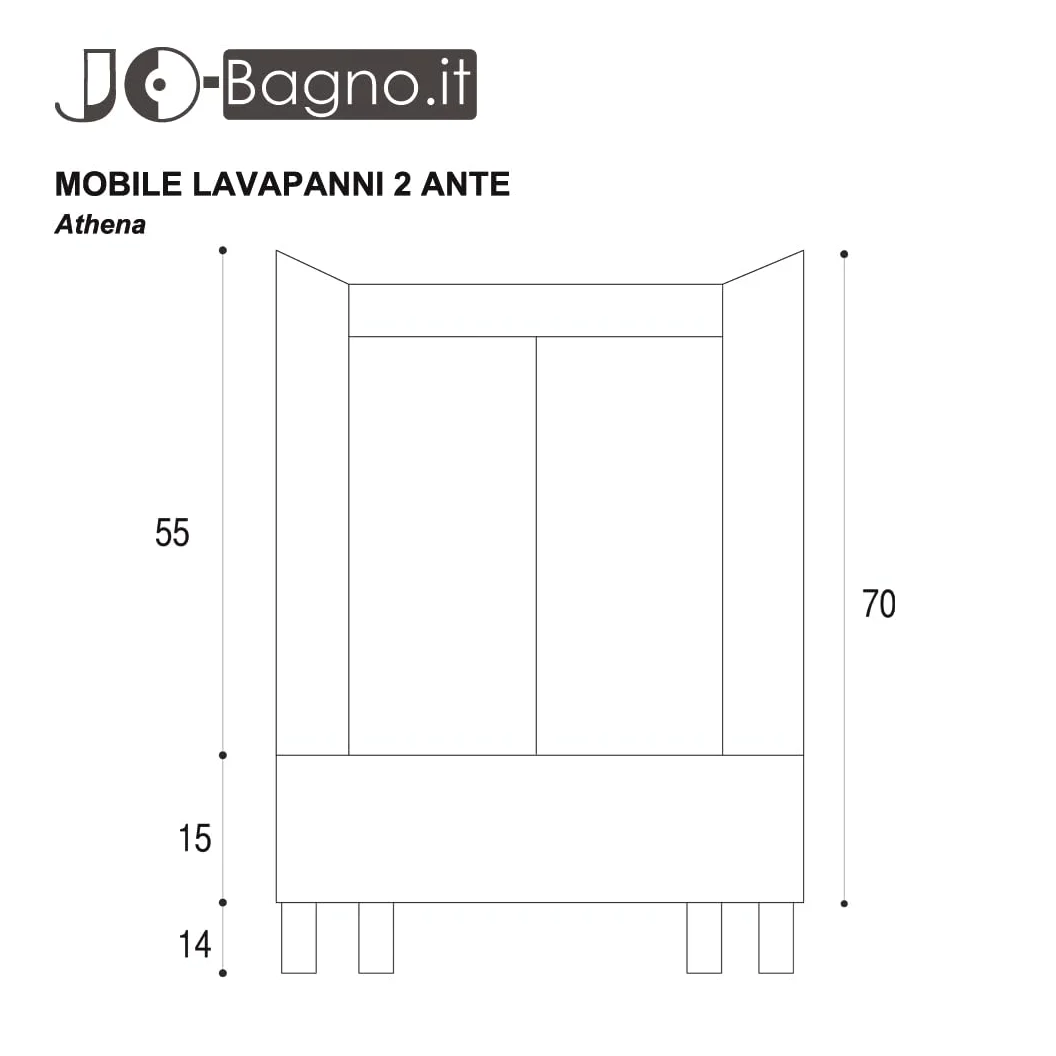 Mobile lavatoio lavanderia P 50 L 50 ATHENA con pilozzo asse di lavaggio e sifone resistente ad acqua e umidità (50 x 50)