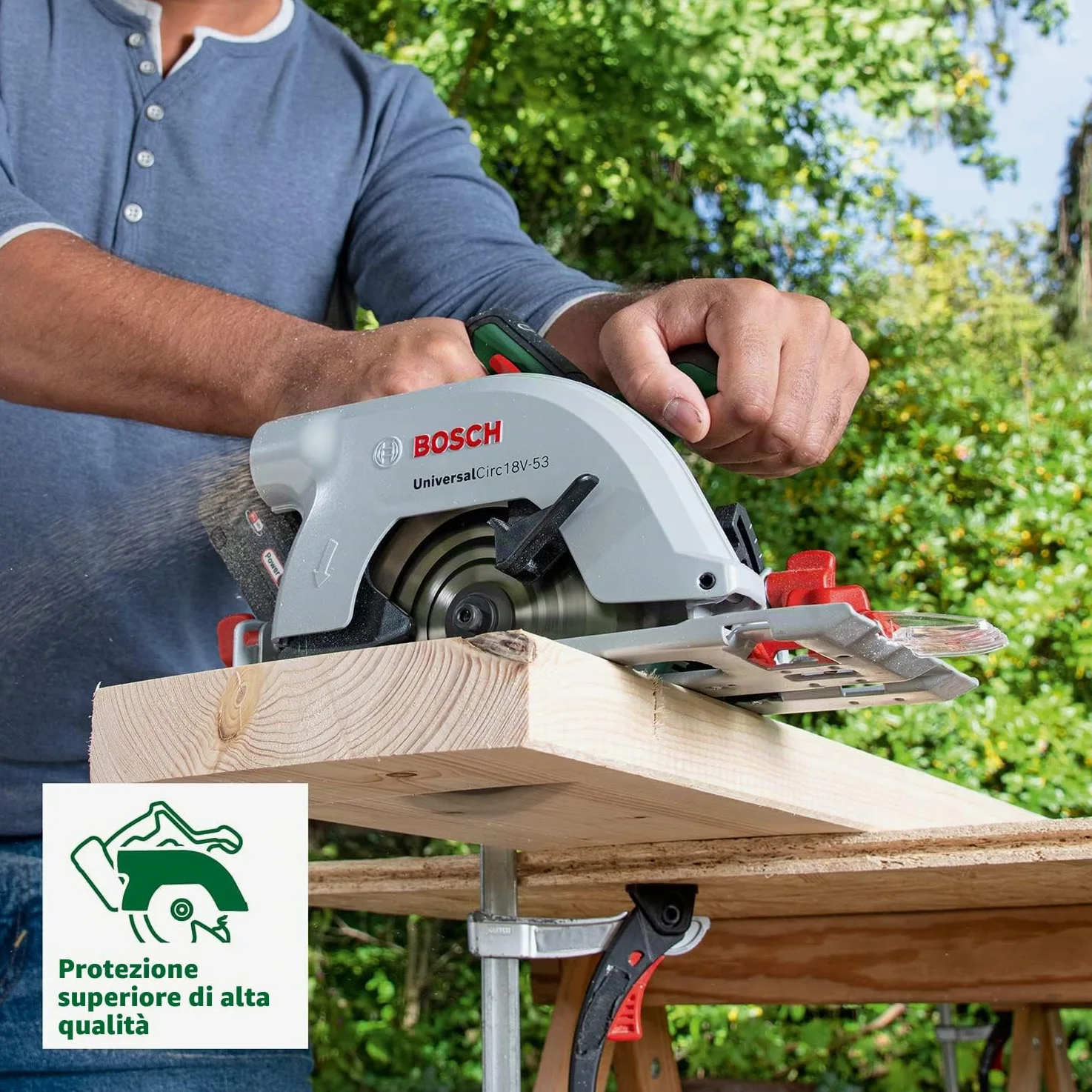 Bosch Sega circolare a batteria UniversalCirc 18V-53 (taglio preciso nel legno; profondità di taglio max. 53 mm; 18 Volt System; senza batteria)