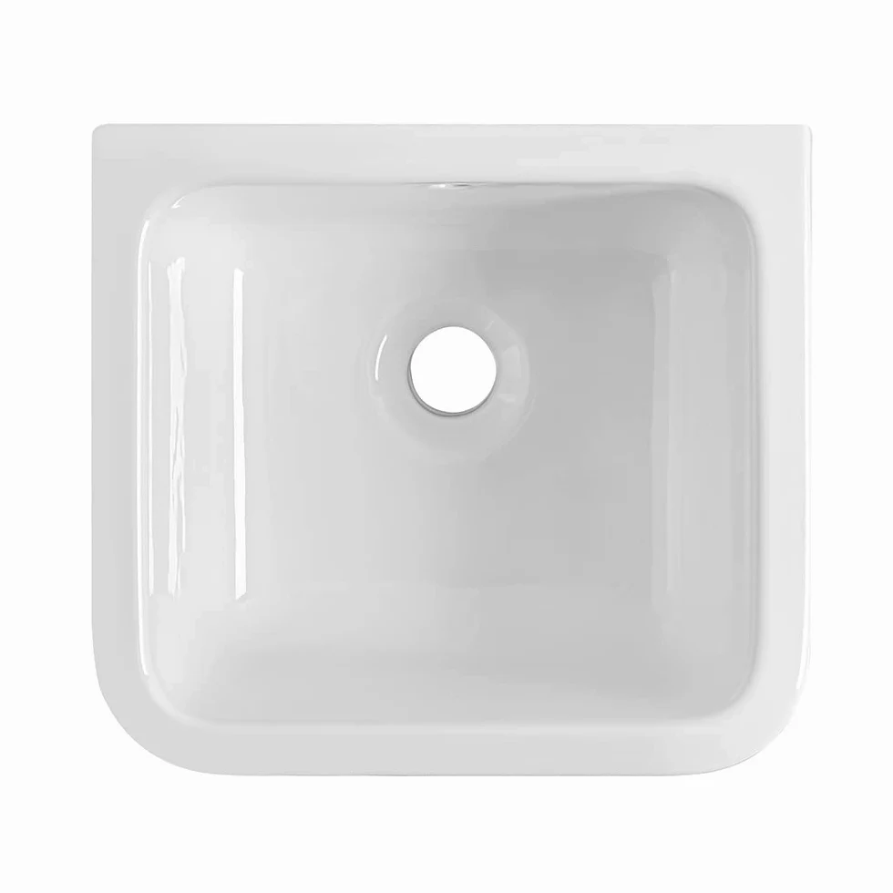 Pilozzo lavatoio da parete 46x38 cm, in ceramica bianca lucida resistente agli acidi, ideale per ambienti esterni ed interni (46 x 38 x 24 cm)