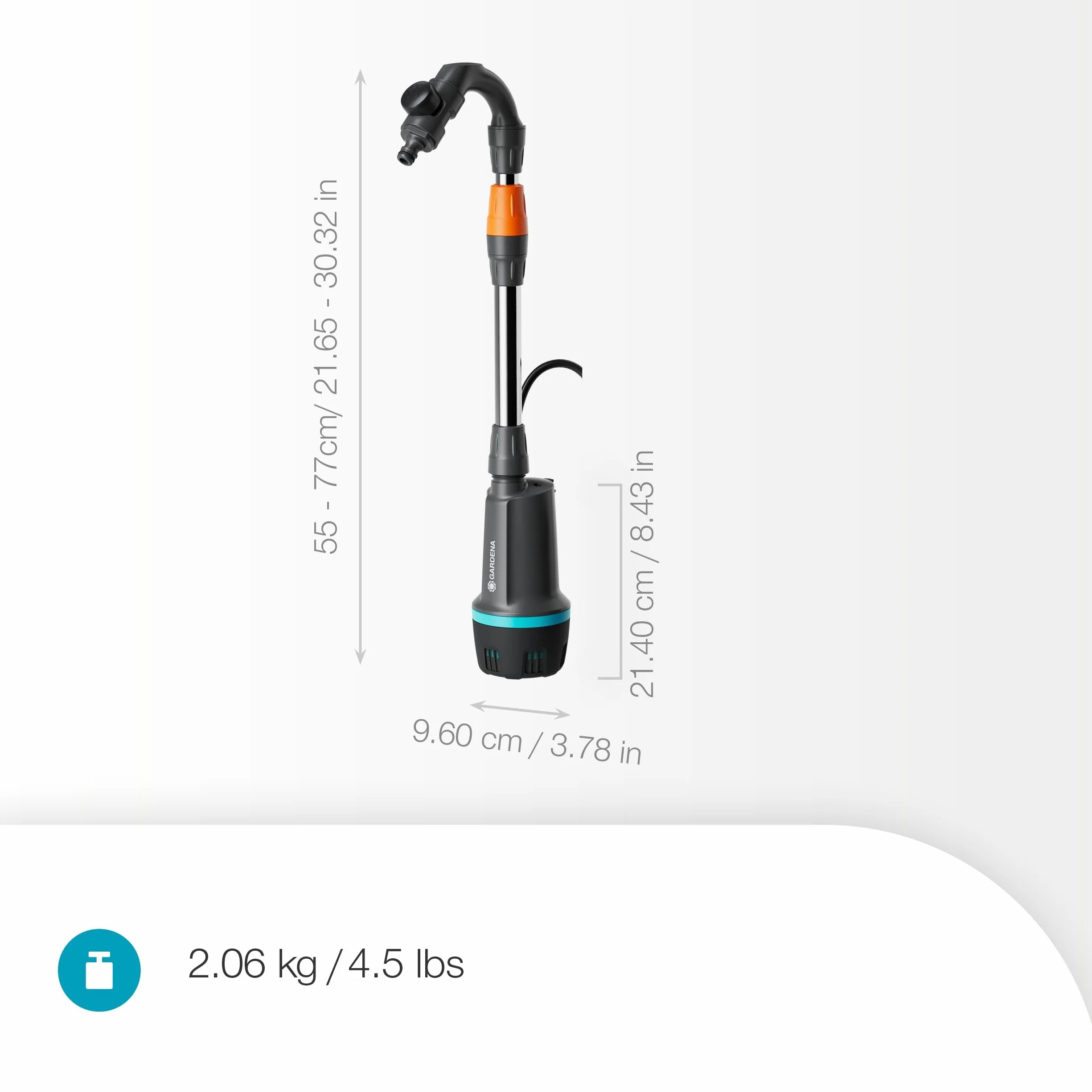 Gardena Pompa Per Cisterna A Batteria 2600 Comfort 18V P4A Solo: Programmazione dell'irrigazione, Funzione timer, Si adatta al serbatoio dell'acqua, Pressione costante, Senza fili (14604-55)