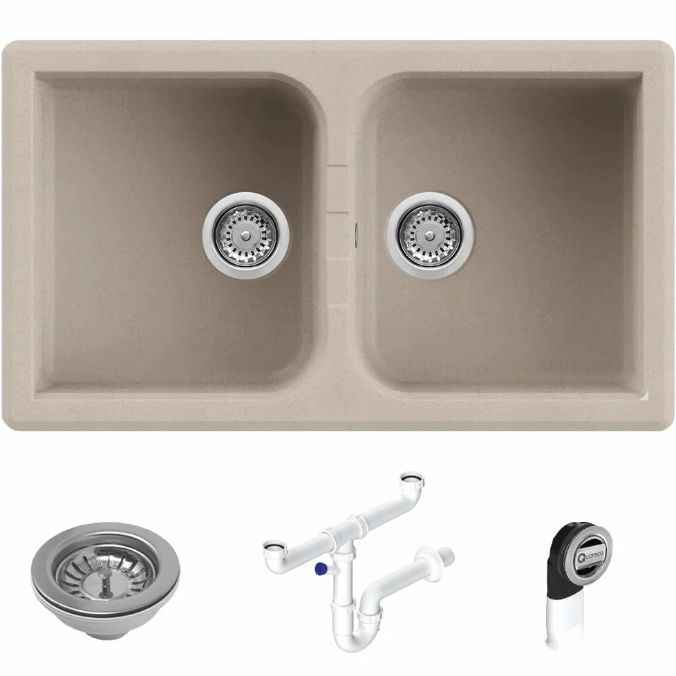 Prime 862 Lavello da Incasso Granito Avena 86x50 2 Vasche QLP862AV