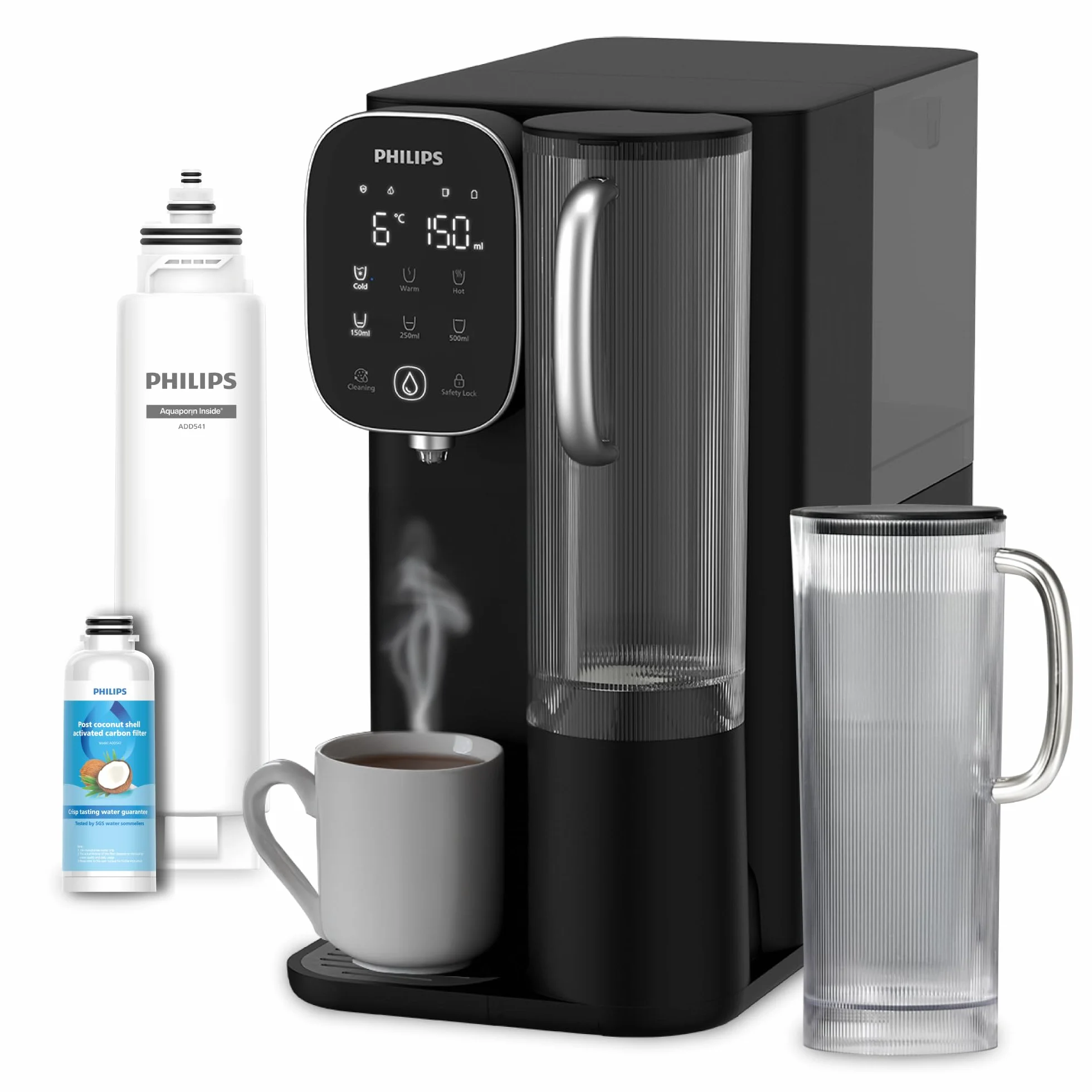 Philips Water Stazione dell'acqua a osmosi inversa ADD6912BK/10: elimina fino a 110 sostanze, riscaldamento e raffreddamento istantanei, durata del filtro di 1 anno