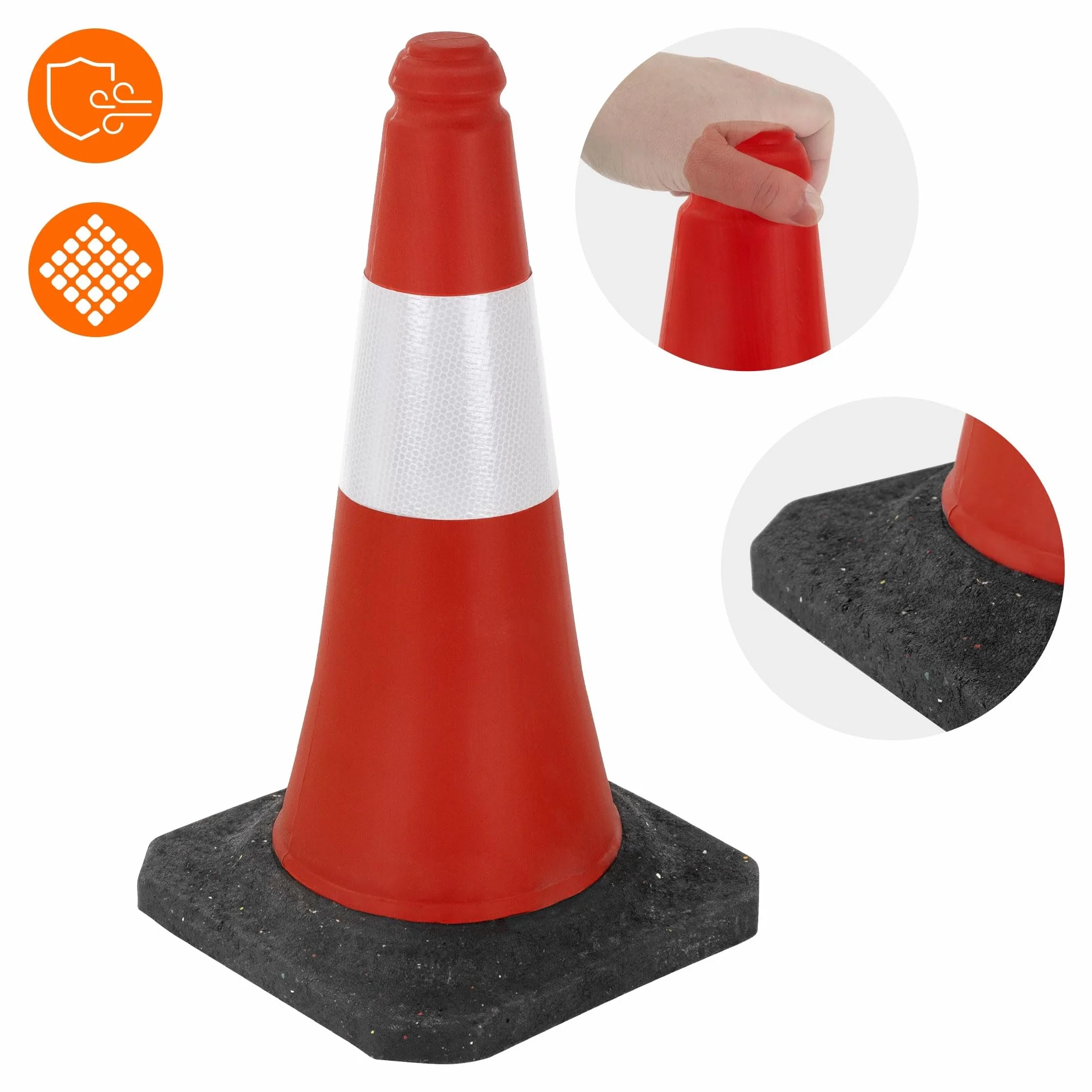 ECD Germany Set 20x Coni Stradali Segnaletici per Il Traffico da 51 cm Rosso e Bianco Coni con Strisce Bianche Riflettenti Piloni con Base Pesante di Avvertimento Cono di Marcatura di Segnalazione