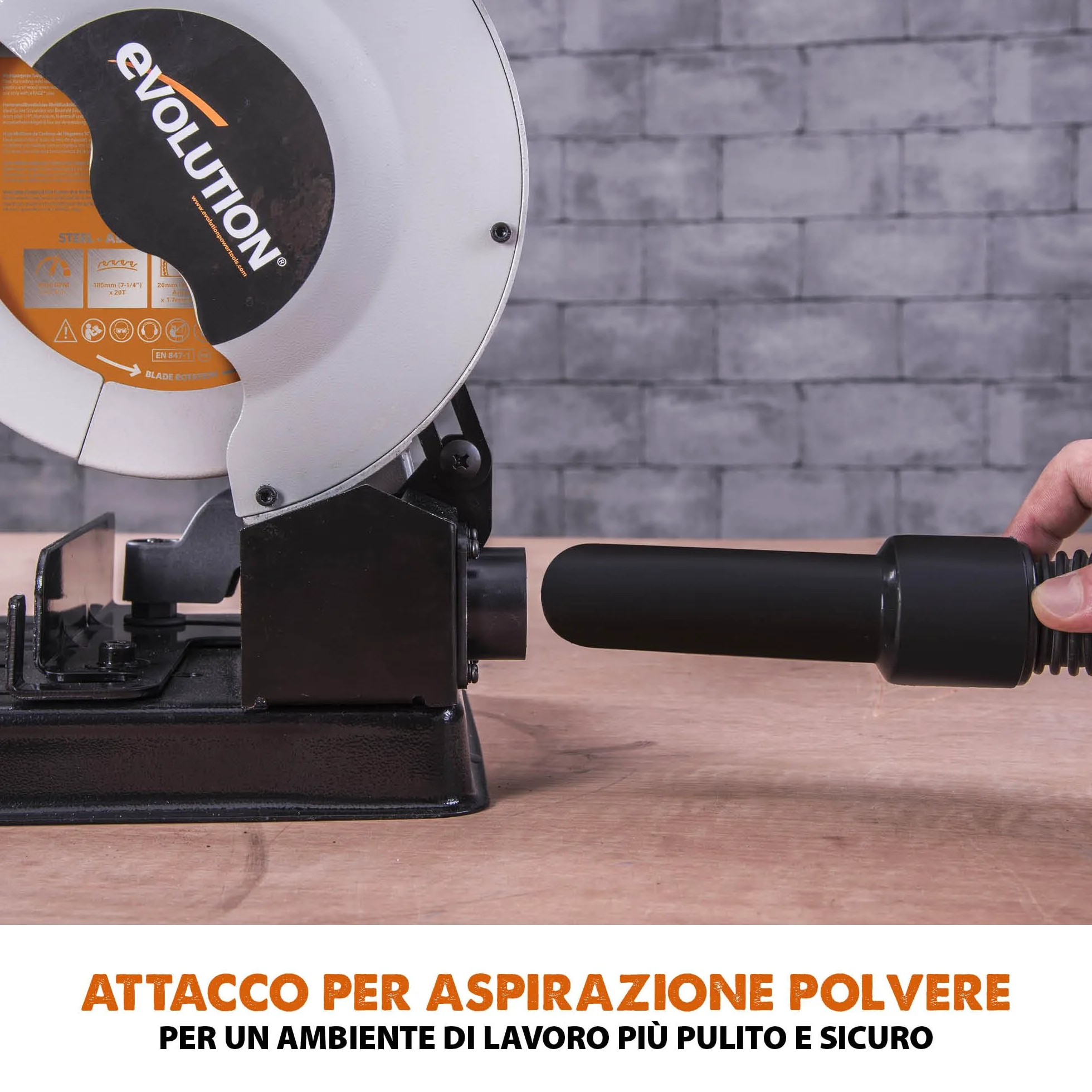 Evolution Power Tools Rage 4 Troncatrice a trazione - Multi-materiale per tagli su legno, metallo, plastica e molto altro, 185 mm, 230 V