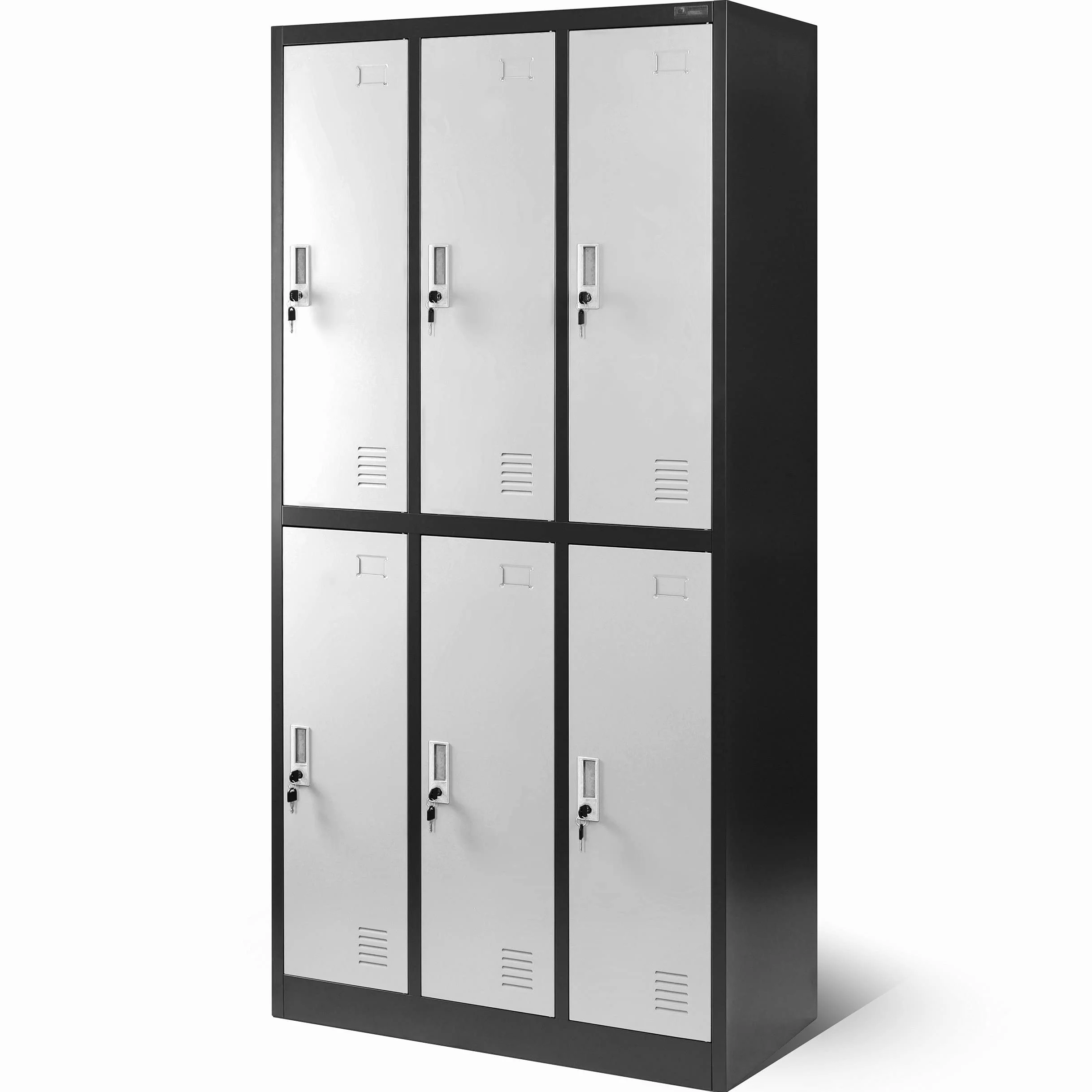 Jan Nowak Armadietto spogliatoio Armadio metallico con 6 Scomparti Fessure di ventilazione Rivestimento in polvere 185 cm x 90 cm x 45 cm (Antracite-Bianco)