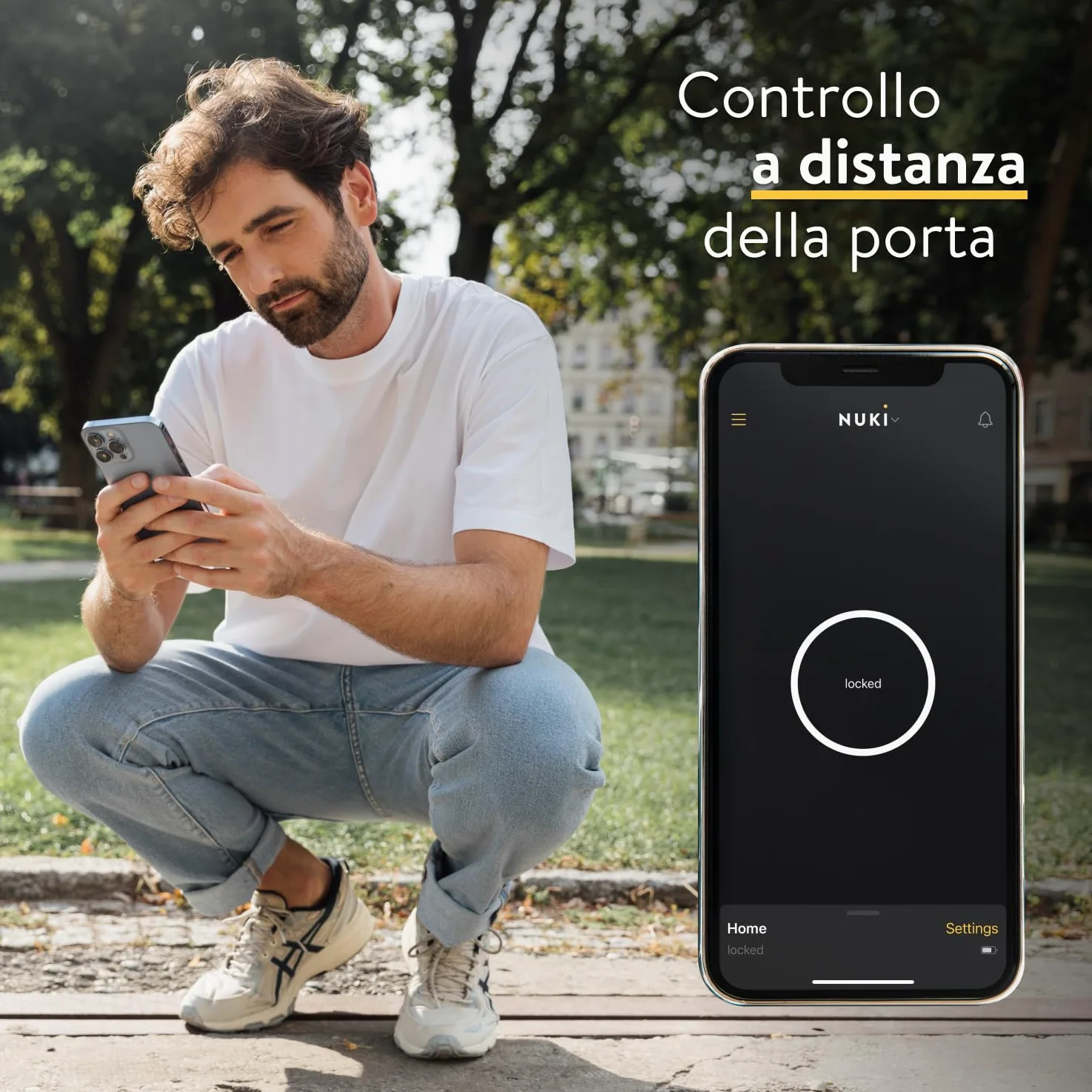 Nuki Smart Lock Pro (quarta generazione), serratura smart con WiFi e Matter per l'accesso remoto, serratura elettronica che trasforma lo smartphone in chiave, con Power Pack batterie, bianco