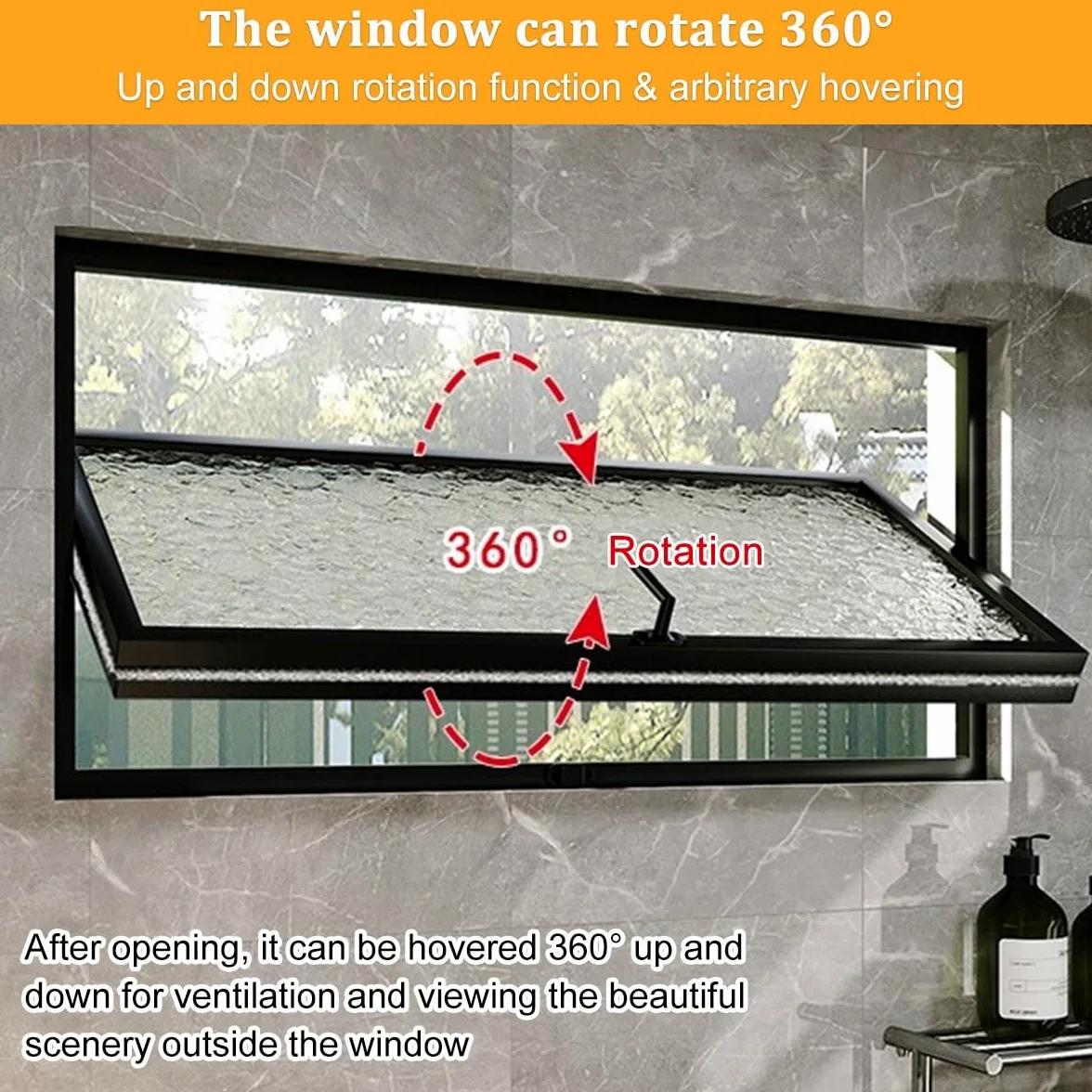 Finestra Sopraluce Nera a Strisce per Casetta, Finestra Scorrevole Decorativa, Finestra di Ventilazione in Alluminio con Blocco 360°, per Pollai, Bagni, Garage, Seminterrati Personalizzati(Black-c,L80