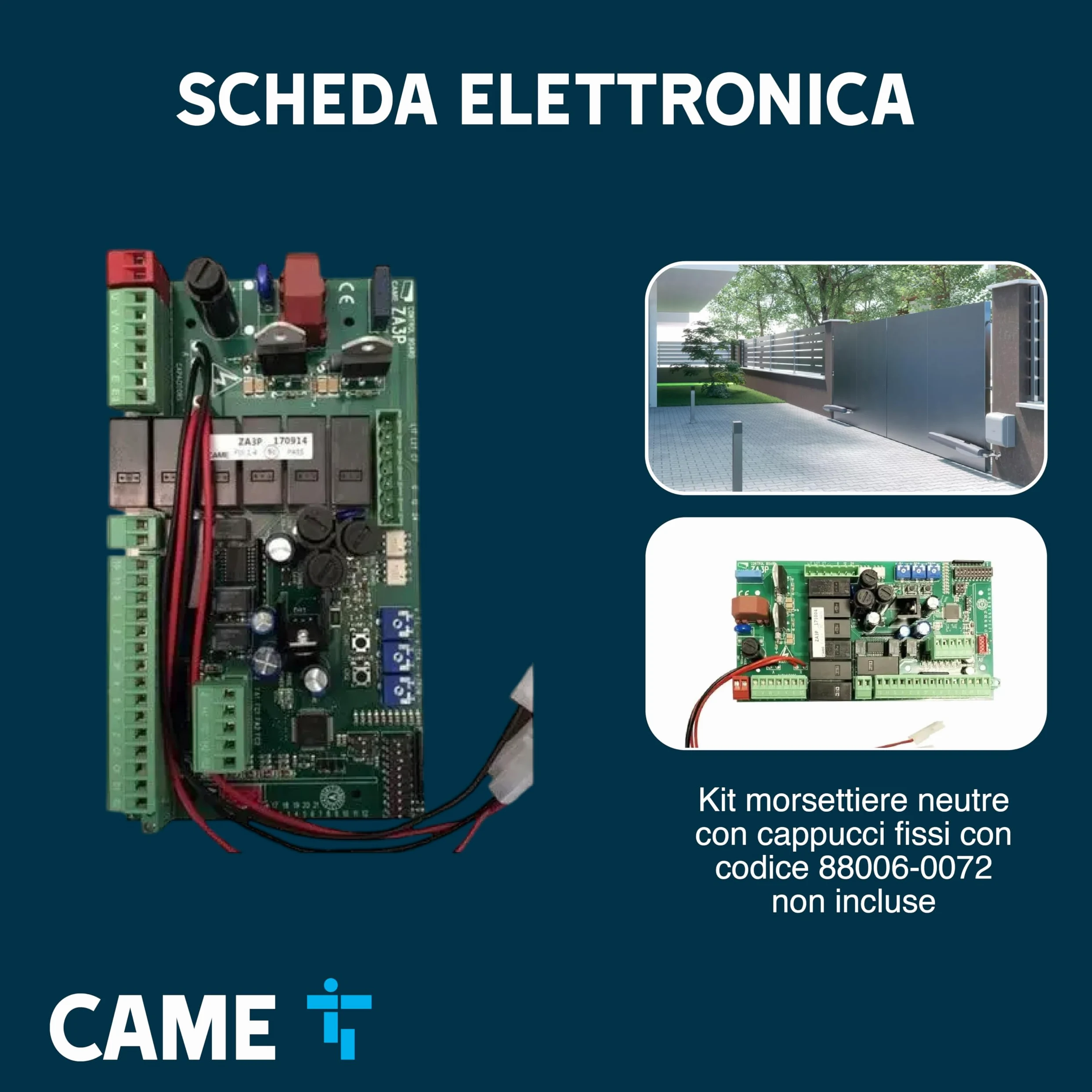 CAME Scheda elettronica di ricambio per il quadro comando ZA3P per cancelli a battente con gestione dei finecorsa e regolazione della velocità di rallentamento per manovre fluide e sicure