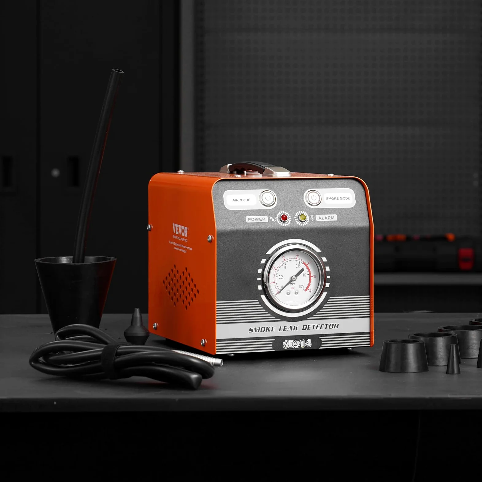 VEVOR Macchina rilevatore perdite di Fumo per Auto, Rilevatore di perdite di Fumo 8L/min, modalità Aria e modalità Fumo, Rilevatore di perdite con manometro Pompe ad Aria, Tester diagnostico Auto