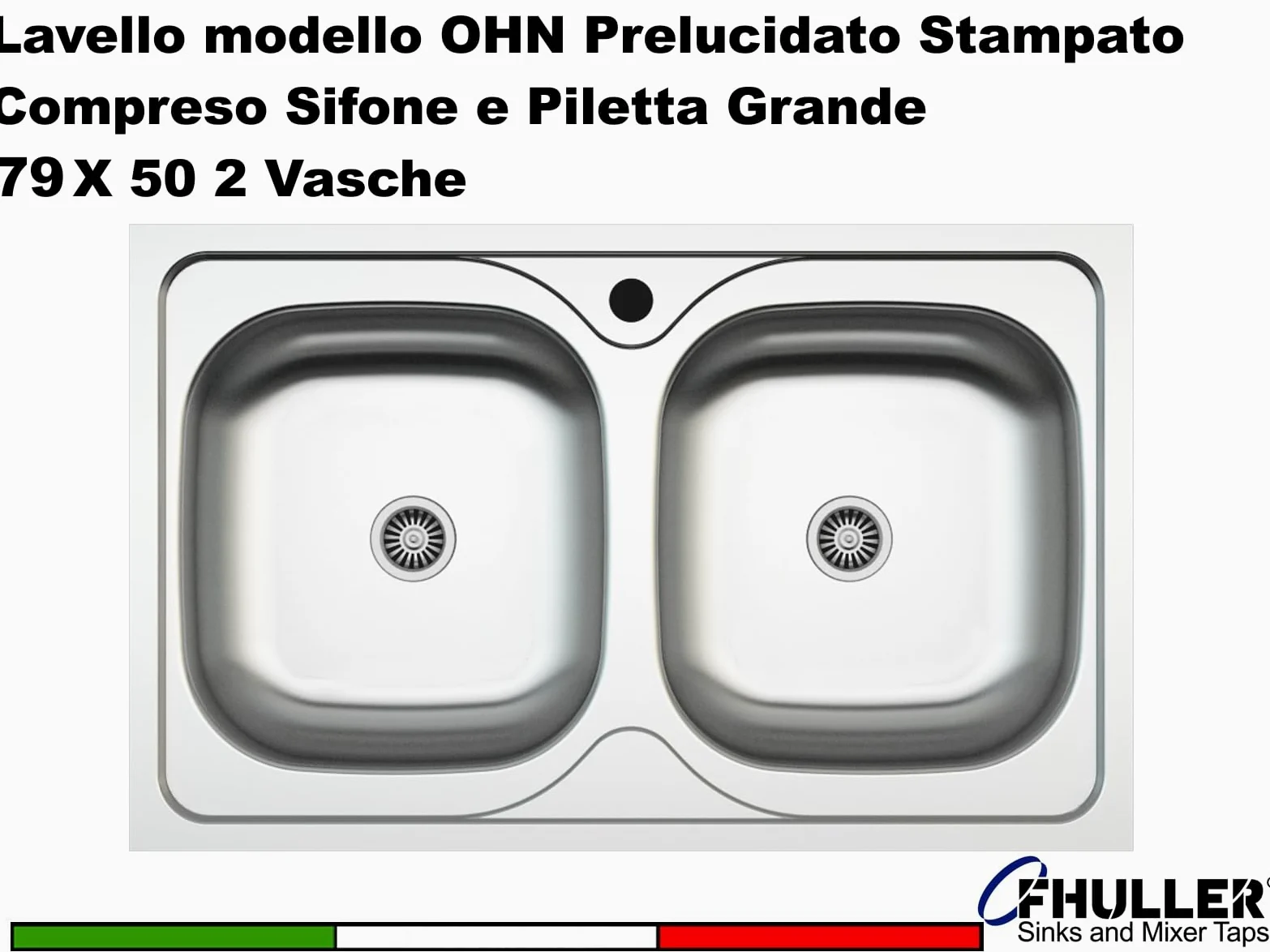 Lavello Cucina 2 vasche Inox 79 x 50 cm - 011552.X1.01.2016