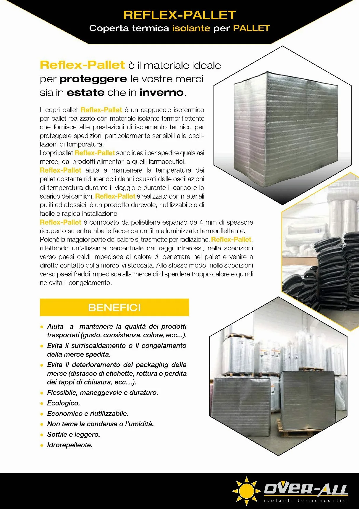 Copri pallet isotermico Isolante termico per pallet di materiali deperibili Cappuccio per bancali (80x120xh120 cm) 3 pezzi
