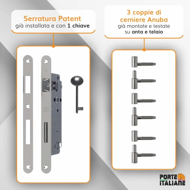 Porte interne Noce Nazionale - compreso telaio e mostrine (80x210 Sinistra)
