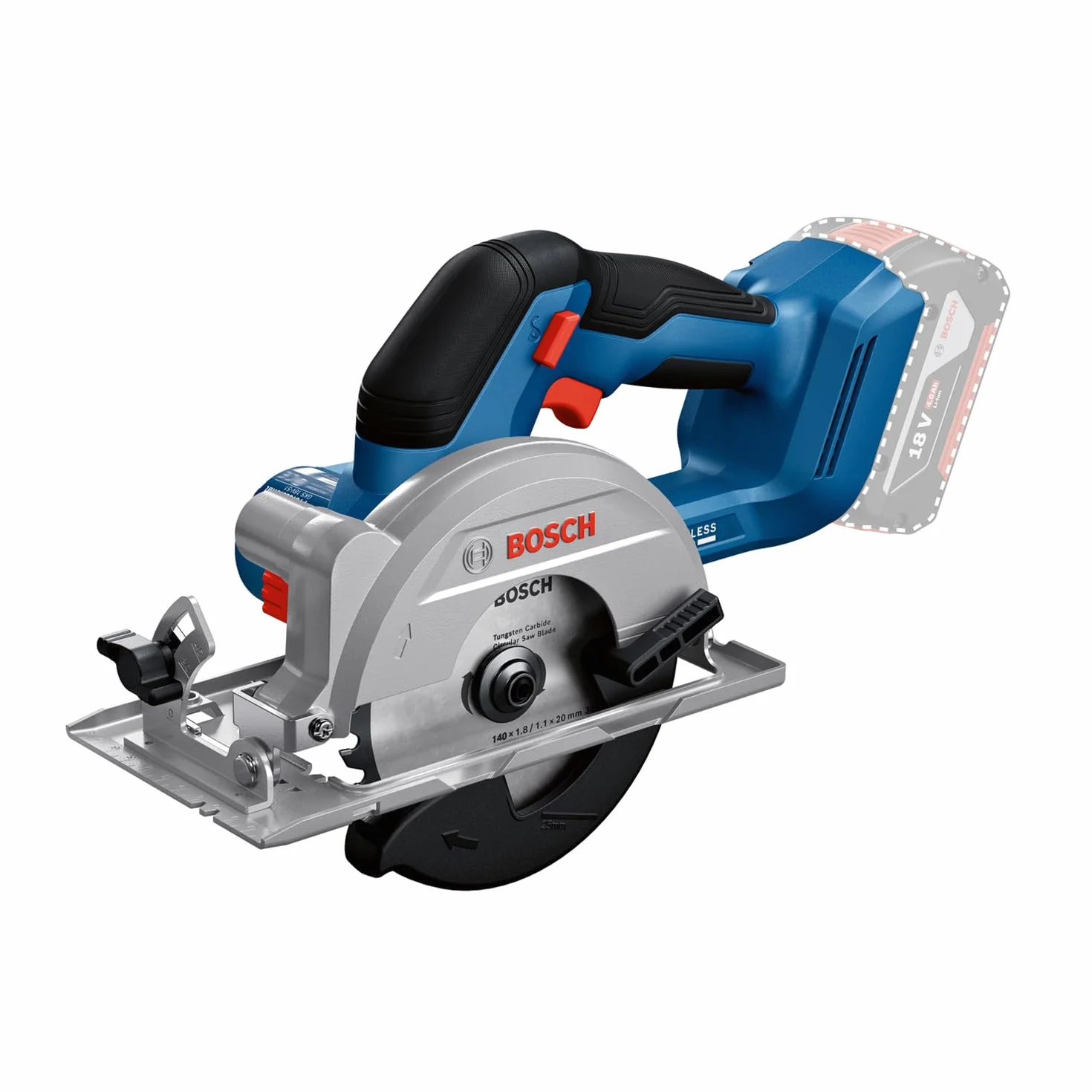 Bosch Professional 18V System Sega circolare a batteria GKS 18V-51 (motore brushless, incl. 1 lama (140 mm), guida parallela, senza batteria/caricabatteria)
