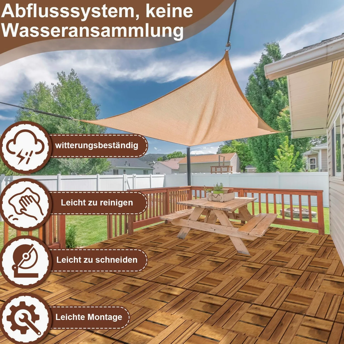 Piastrelle in legno per terrazze, 110 piastrelle per 10 m², 30 x 30 cm, piastrelle per balconi resistenti agli agenti atmosferici con sistema di drenaggio, in legno di acacia con sistema di