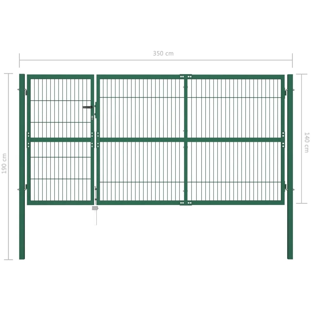 Gecheer Cancello,Doppio,da Giardino,Esterno,per Recinzione,in Rete Acciaio,Verde,350x190 cm,Cancello Doppia Anta,Cancello da Giardino,Cancello Metallo,Cancello Acciaio,Cancello per Recinzione