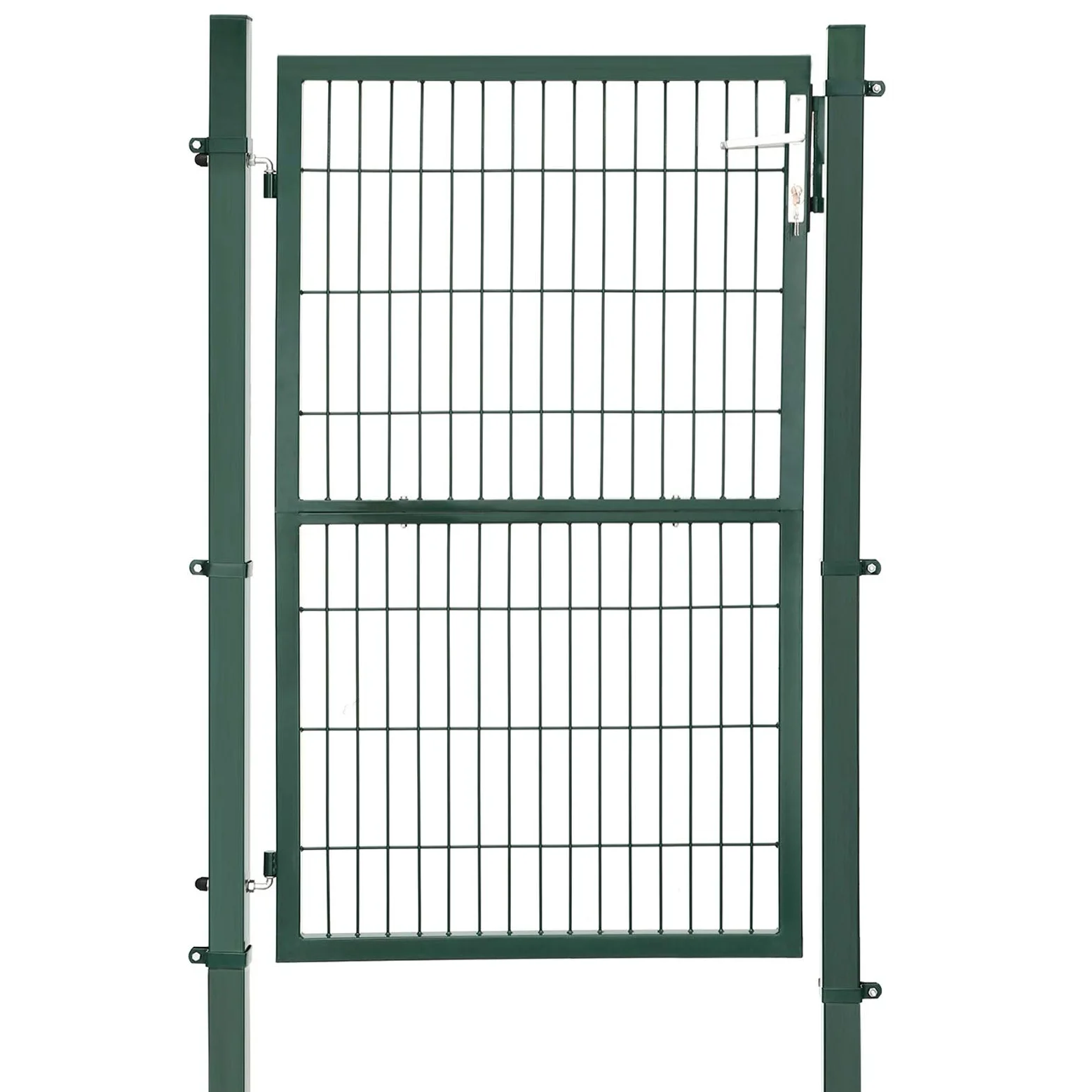 SONGMICS Cancello da Giardino, Cancelletto da Giardino, Acciaio Zincato con Serratura, Porta di 106 x 150 cm (L x H), Tubo Rettangolare, Cancello per Recinzione, Verde GGD200L
