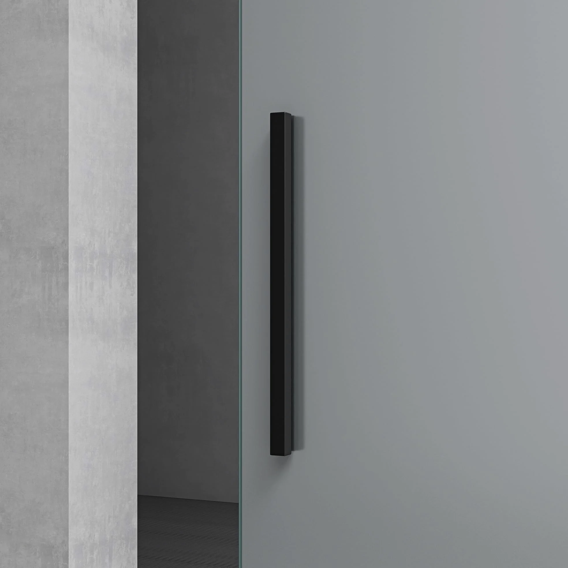 Mai & Mai Porta Scorrevole in Vetro 102.5x215cm, Porta Scorrevole in Vetro Satinato 8mm con Binario e Maniglia Per Asta, Distanza dal Muro 25mm, Nero, Amalfi-plus 14H