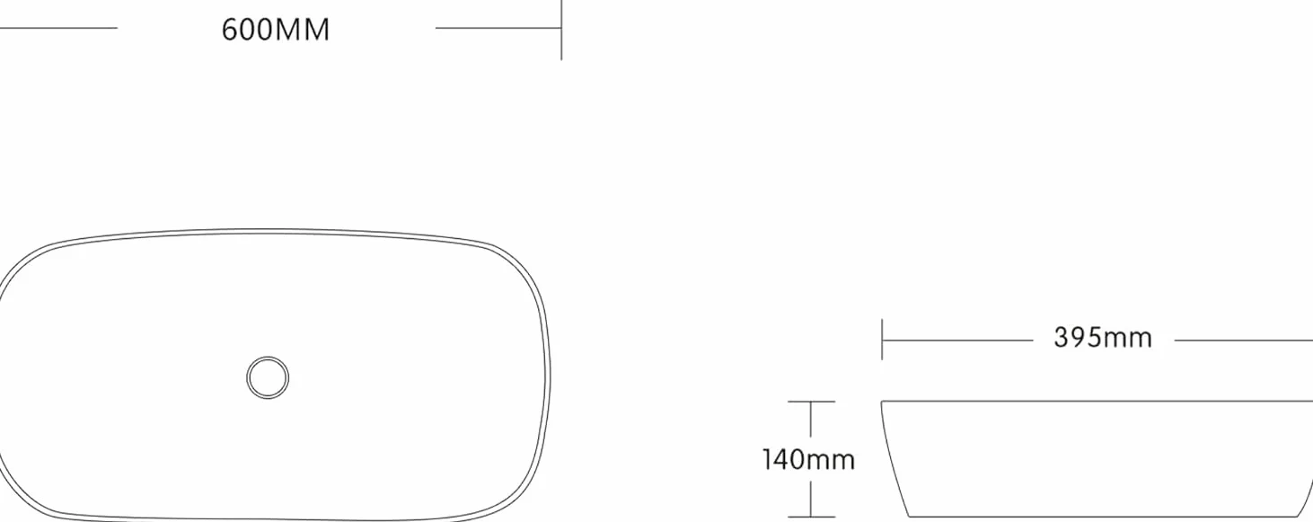doporro Lavabo da Appoggio 60x39,5x14cm, Lavandino Bagno Brüssel104 in Ceramica con Nano Rivestimenti inclusi, Nero opaco