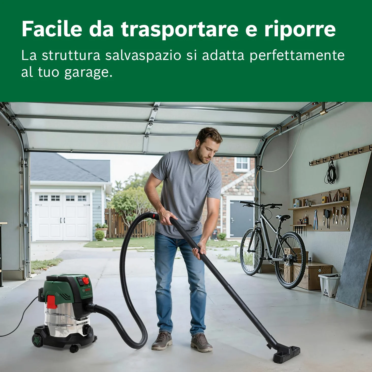 Bosch Aspirapolvere a filo PAS20-220P (Tubi di prolunga, tubo di aspirazione 2,2 m, tubo a gomito/impugnatura, bocchette, borsa in tessuto (Uni), filtro plissettato piatto, UniversalAdapter)