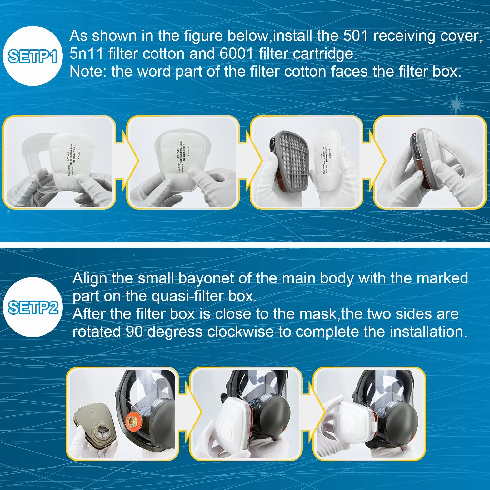 Maschera a protezione totale, maschera respiratoria, maschera protettiva riutilizzabile con filtro a carbone attivo per pittura, protegge da gas, vernice, polvere, prodotti chimici