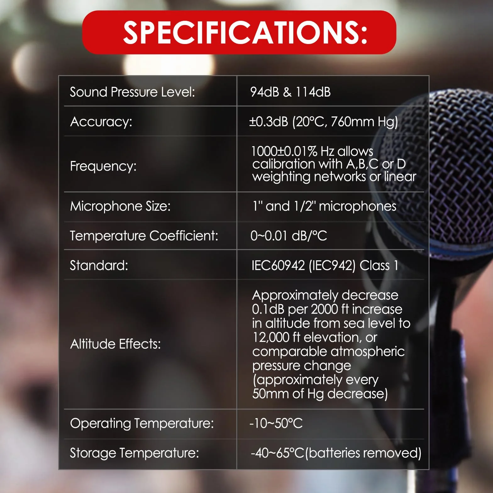 Digital Sound Level Meter Calibratore 94dB e 114dB per 1/2 "e 1" pollici Microfono, professionale Decibel di Rumore Strumento di Calibrazione