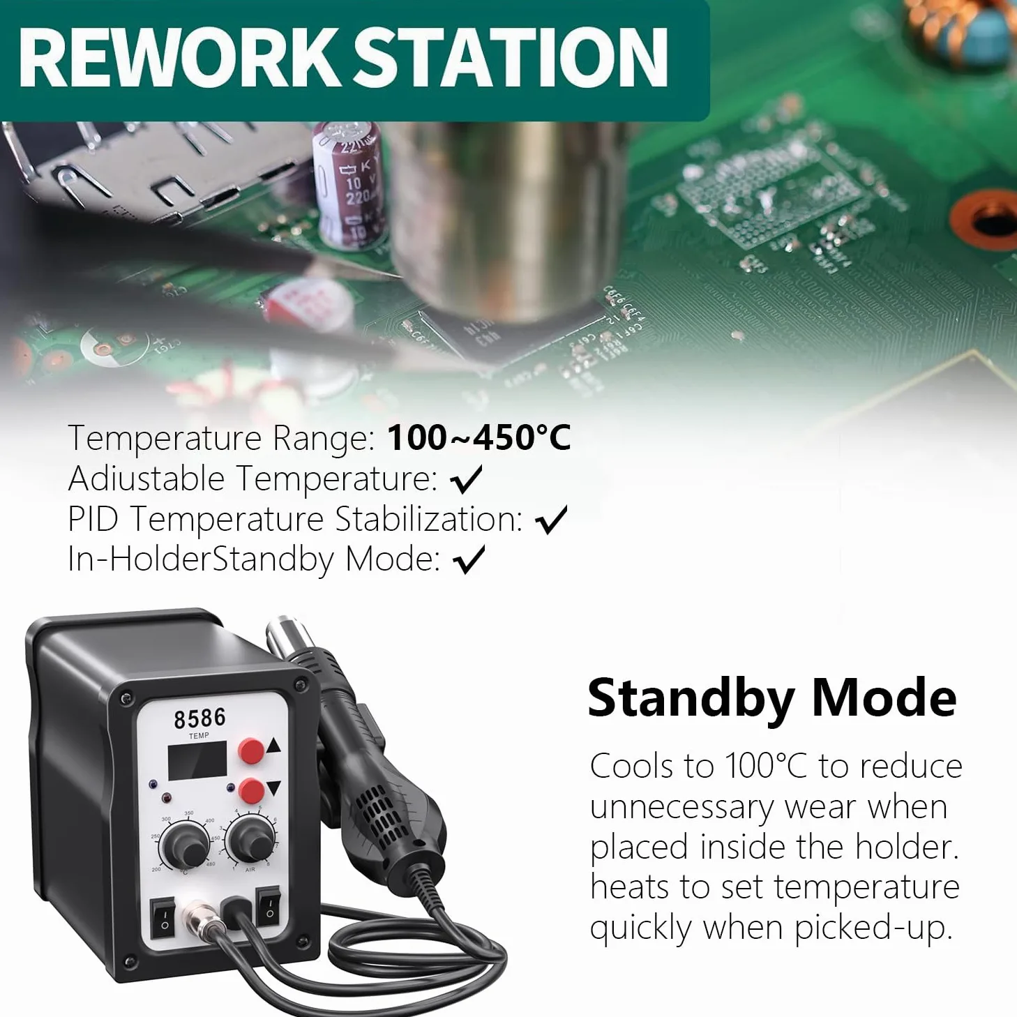 Stazione saldante ad aria calda, stazione dissaldante da 700W, Stazione dissaldante 2 in 1 stazione di rilavorazione stazione saldante, per elettronica, progetti fai da te,rilavorazioni