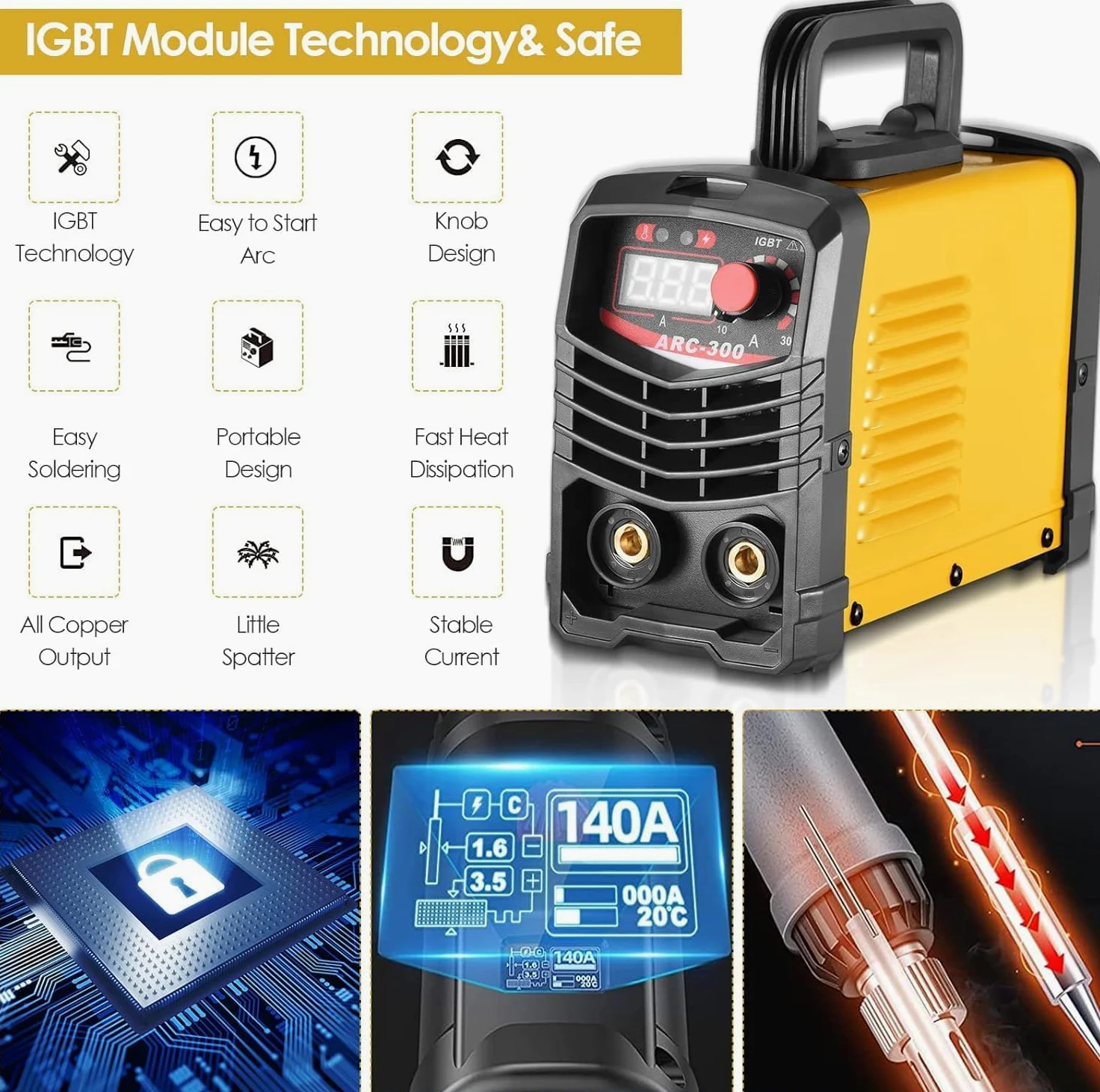 Saldatore 300 A 220 V ARC Saldatore Inverter MMA IGBT Inverter Saldatore Digital Display Lcd Portatile Con Elettrodi Saldatrice Morsetto Di Lavoro