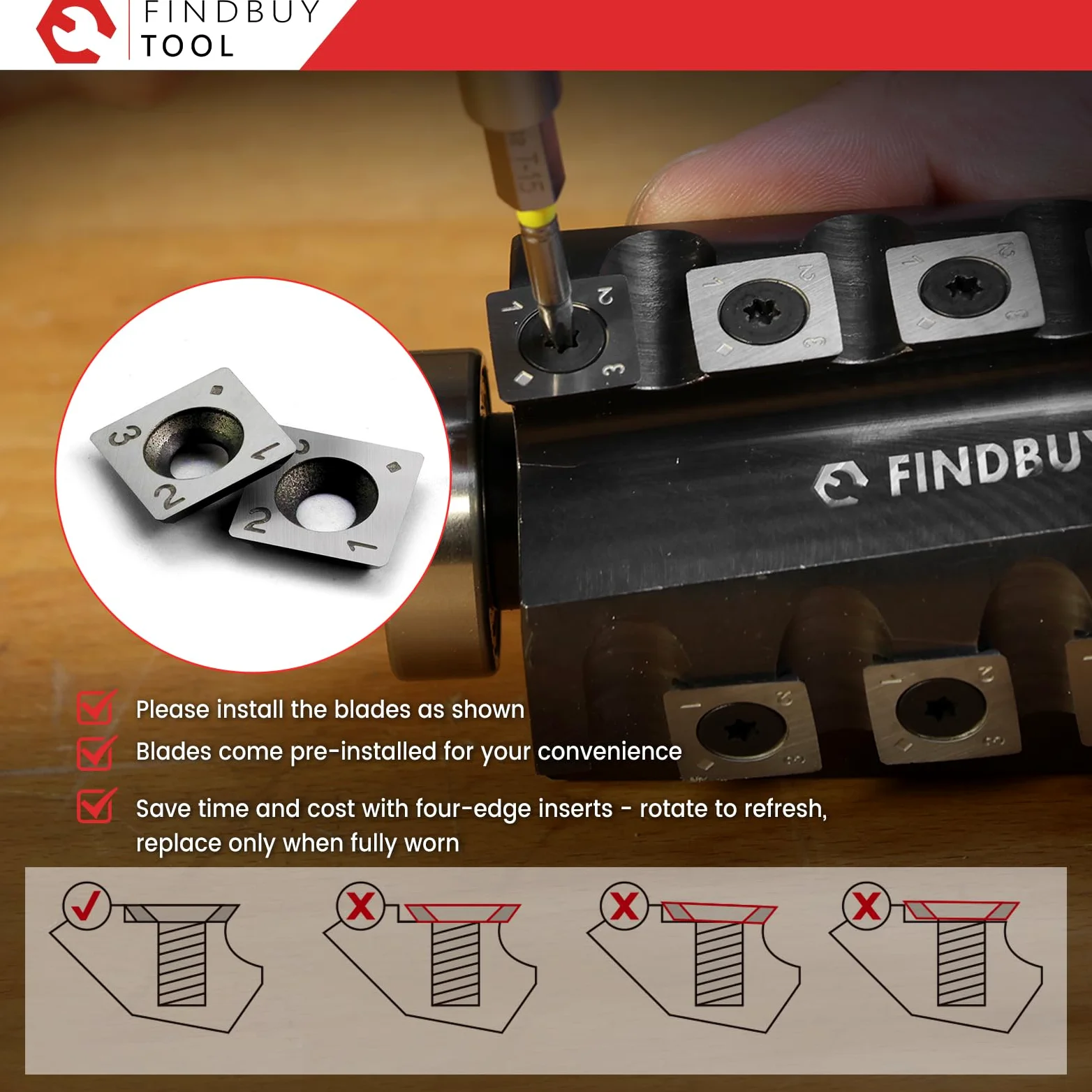 FindBuyTool - Testina elicoidale per pialla Makita 2012NB, testa di taglio a spirale da 12,5 pollici con design a spirale a 4 file, testa elicoidale con 55 inserti in carburo, basso rumore e