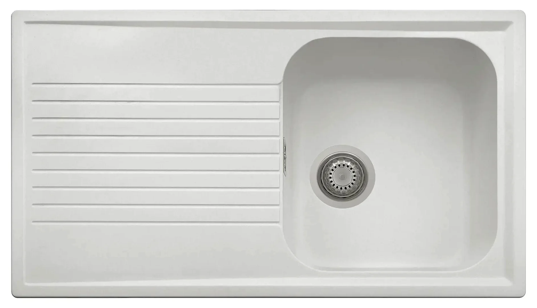 Lavello composito cucina Plados a una vasca più scolapiatti PL0861 (Bianco Polare)