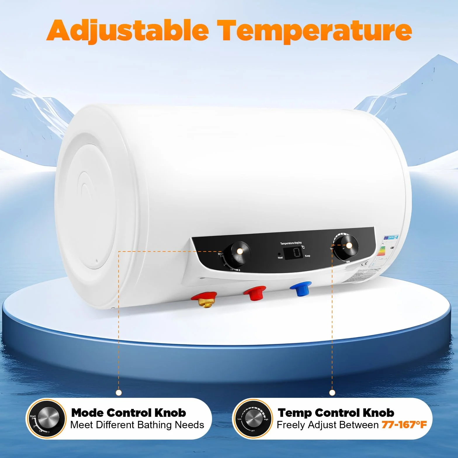 Riscaldatore istantaneo da 220 V, serbatoio dell'acqua elettrico da 50 l/120 l, caldaia orizzontale, scaldabagno elettrico, scaldabagno a parete, bollitore con doccetta (50 l)