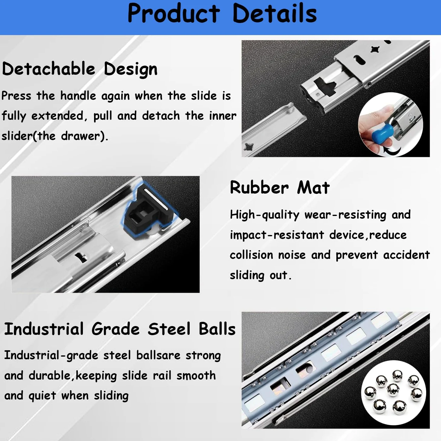 Guide per Cassetti Pesanti con serratura 950mm Guide per Cassetti Estrazione Totale Cursori a Sfera Carico Massimo 120KG Guide per Cassetti Montaggio Laterale 1 Paio