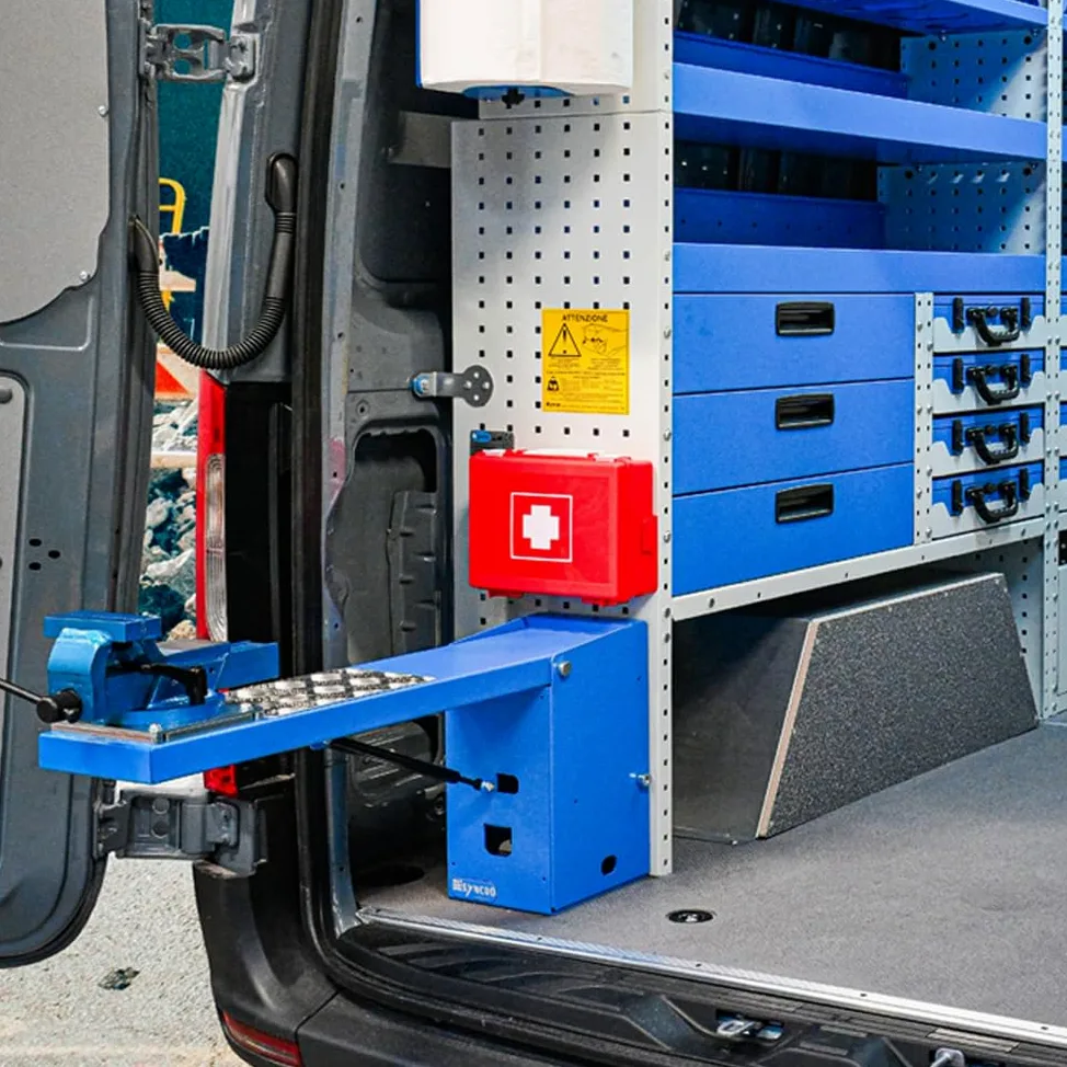 Syncro System Morsa parallela da banco furgone officina mobile – acciaio forgiato 110mm ganasce per tubi apertura 120mm