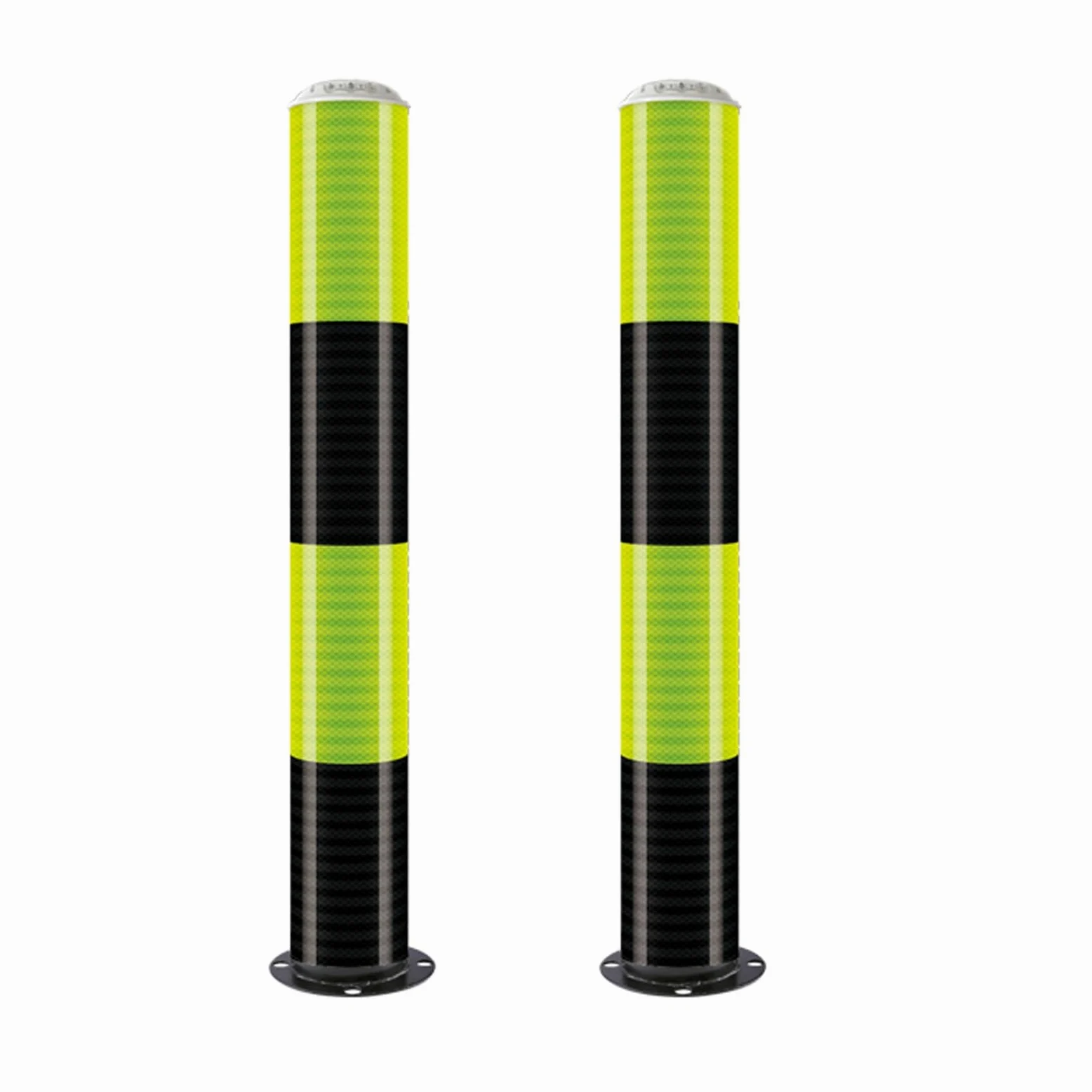 Generico Paletto di Sicurezza Solare Intelligente con luci a LED, Design Riflettente, palo in Tubo d'Acciaio, barriera di parcheggio per Il Controllo del Traffico, Confezione da 2 Verde, 100 cm/39,4