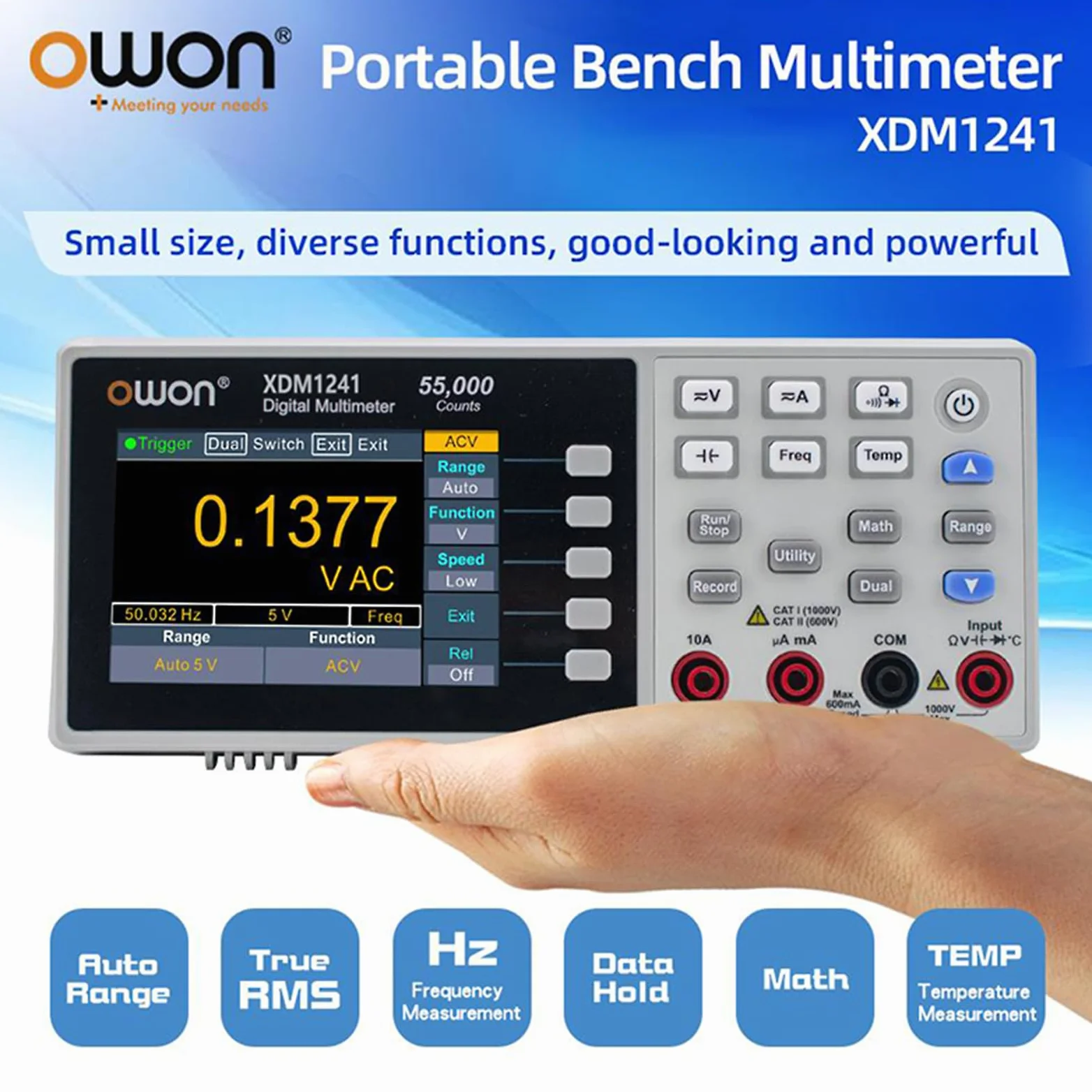 OWON XDM1241 Multimetro da tavolo con batterie ricaricabili True RMS High Accuracy Universale Desktop Multimetro