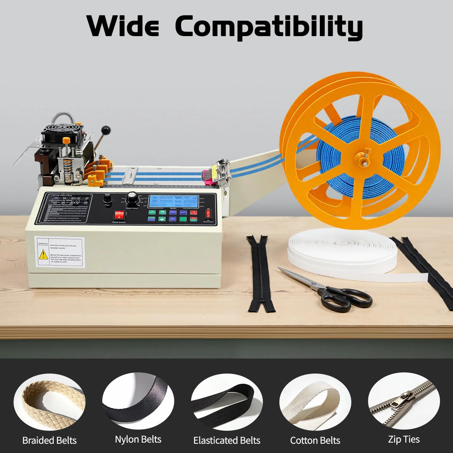 Macchina da taglio a nastro, taglio industriale automatico, acciaio inossidabile, 400 W, taglio caldo/freddo, per officina, fabbrica, artigianato, lcd, precisione 0,1 mm, larghezza 98 mm